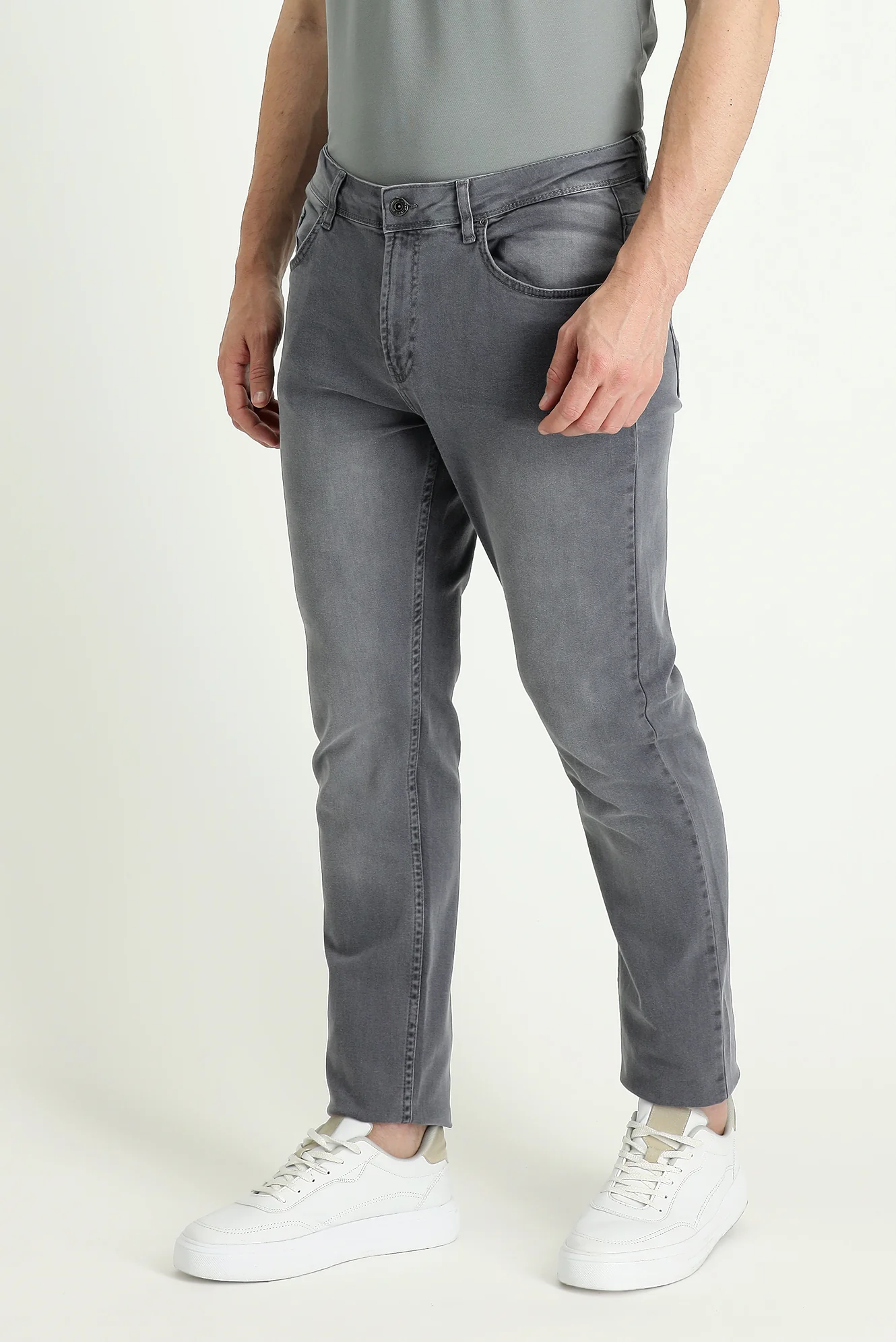 Açık Gri Super Slim Fit Eksra Dar Kesim Likralı Denim Pantolon - Image 3