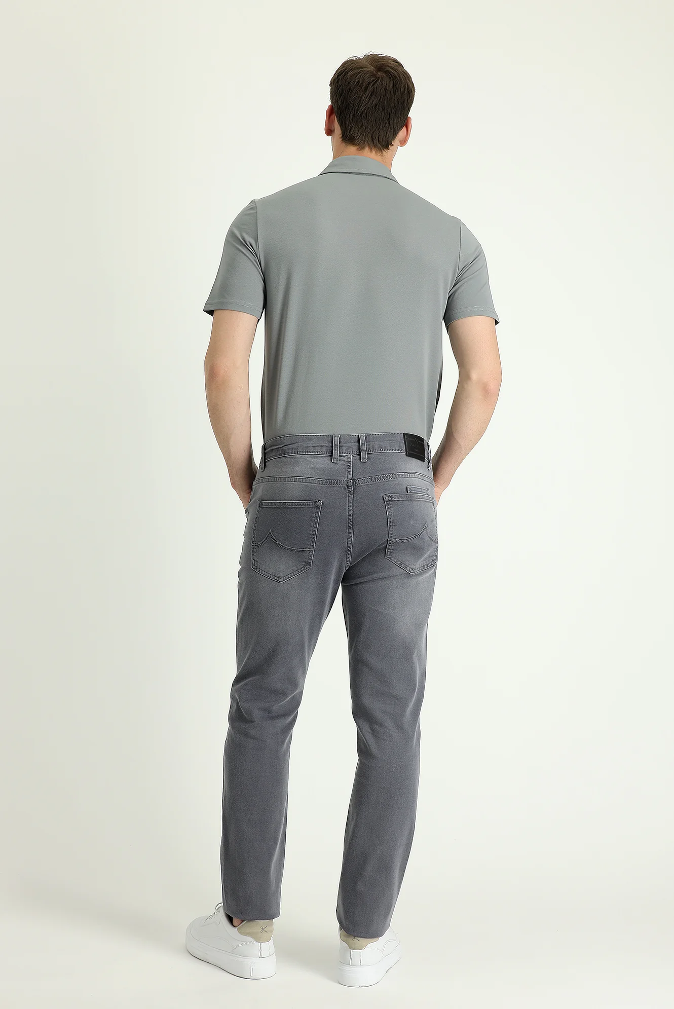 Açık Gri Super Slim Fit Eksra Dar Kesim Likralı Denim Pantolon - Image 4