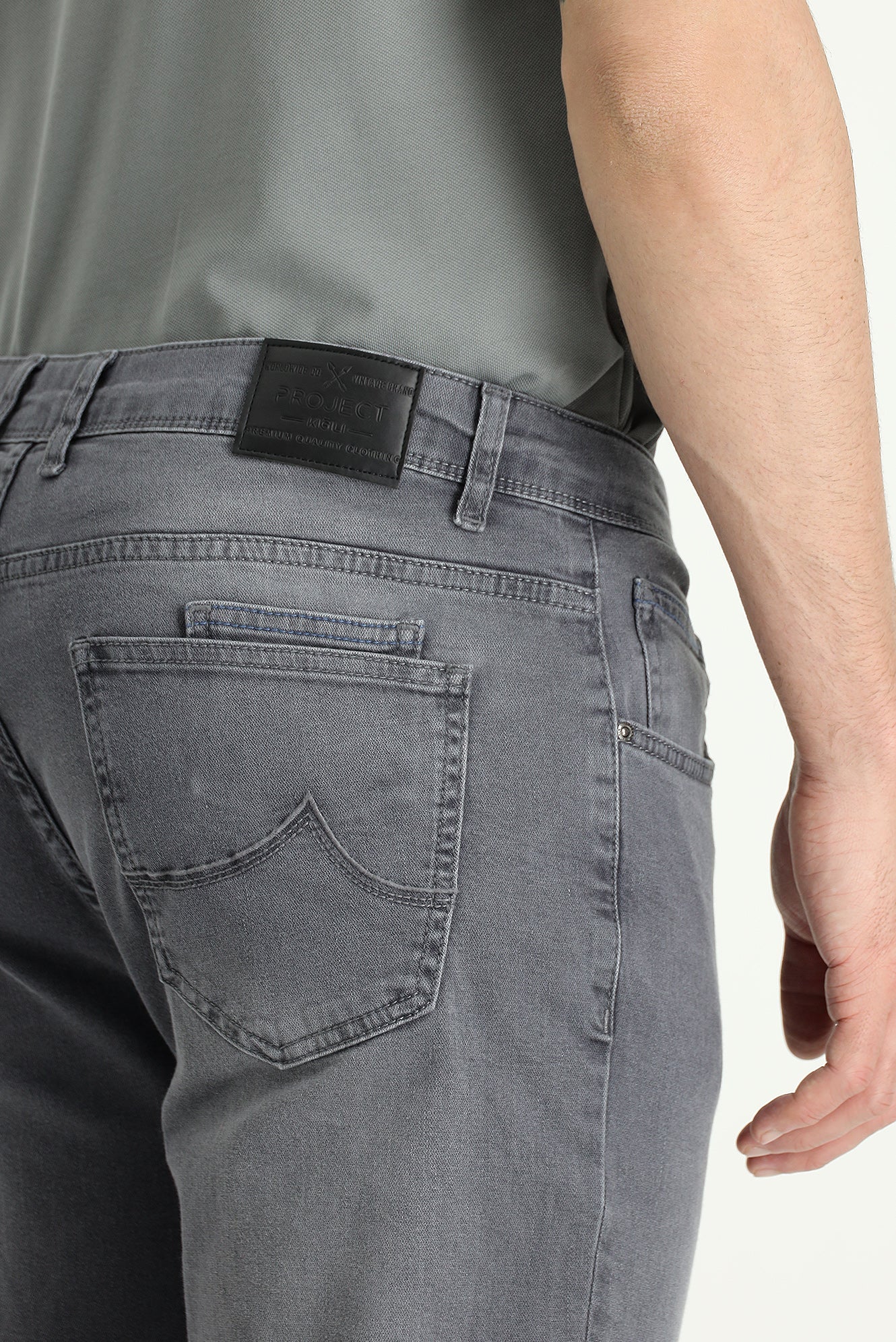 Açık Gri Super Slim Fit Eksra Dar Kesim Likralı Denim Pantolon - Image 5