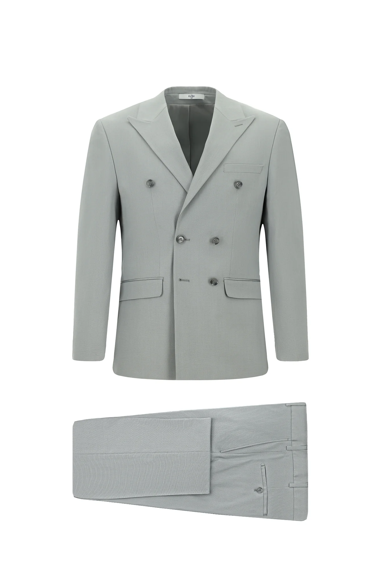 Açık Gri 7 Drop Super Slim Fit Eksra Dar Kesim Pamuklu Lyocell Kruvaze Takım Elbise