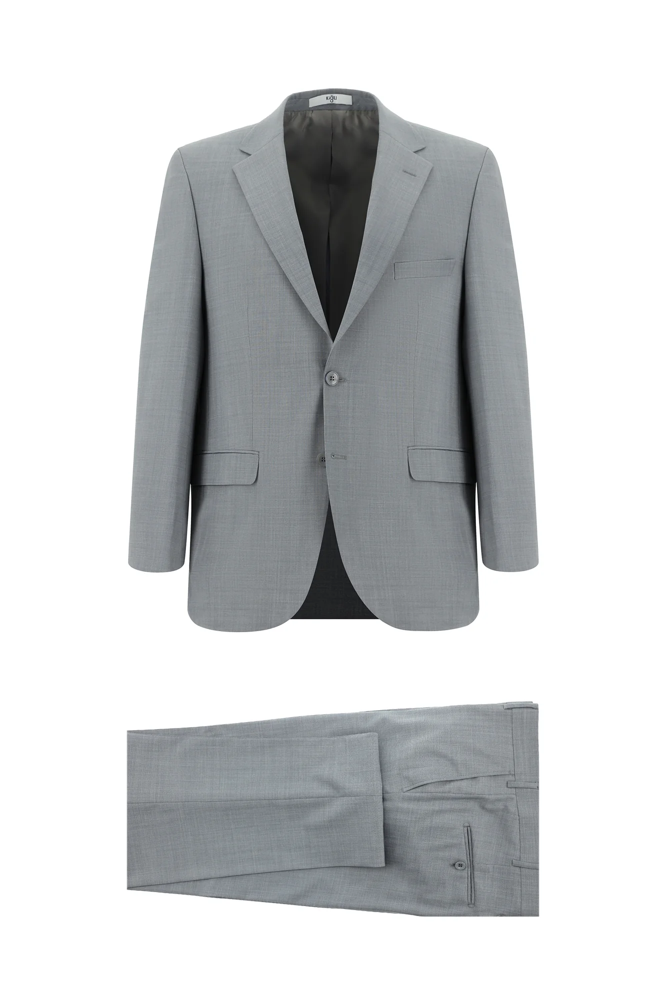 Açık Gri 7 Drop Super Slim Fit Eksra Dar Kesim Yünlü Takım Elbise