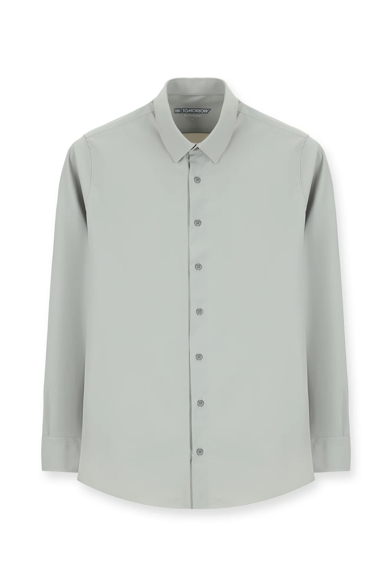 Açık Gri Techno-Line Uzun Kol Slim Fit Dar Kesim Likralı Gömlek - Image 7
