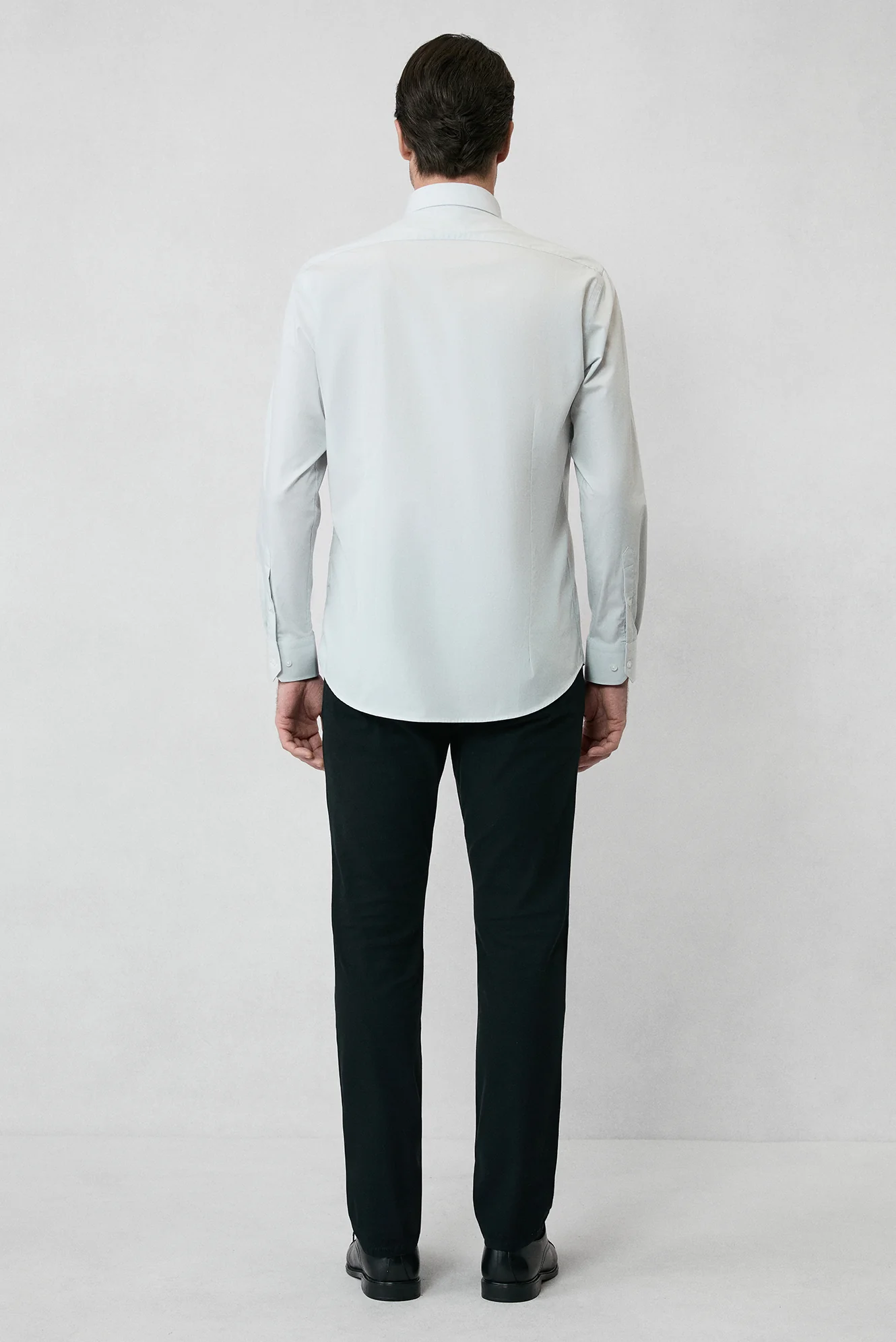 Açık Gri Uzun Kol Slim Fit %100 Pamuk 4 Mevsim Kolay Ütülenebilir Nefes Alan Erkek Easy Care Klasik Gömlek - Image 9