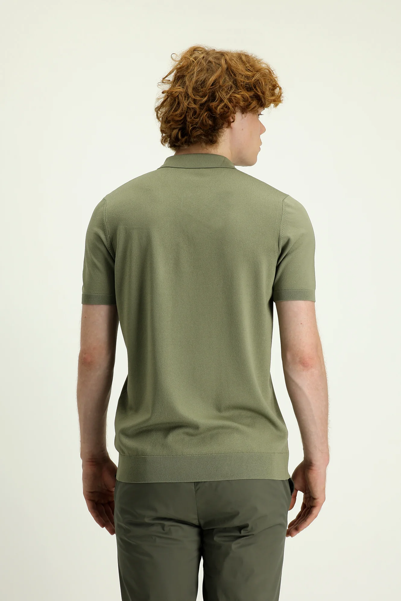 Açık Haki Polo Yaka Slim Fit Dar Kesim Desenli Tişört - Image 3