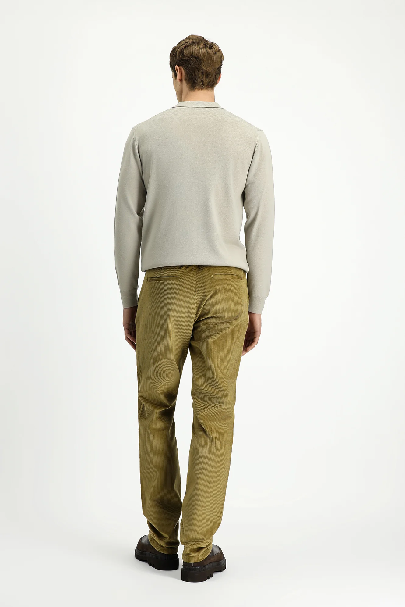 Açık Haki Relaxed Fit Rahat Kesim Likralı Kadife Pantolon - Image 4
