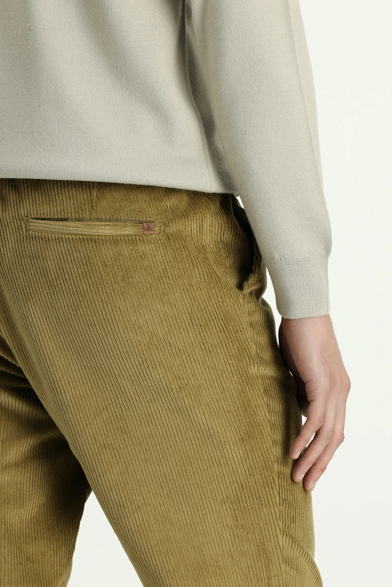 Açık Haki Relaxed Fit Rahat Kesim Likralı Kadife Pantolon - Image 6