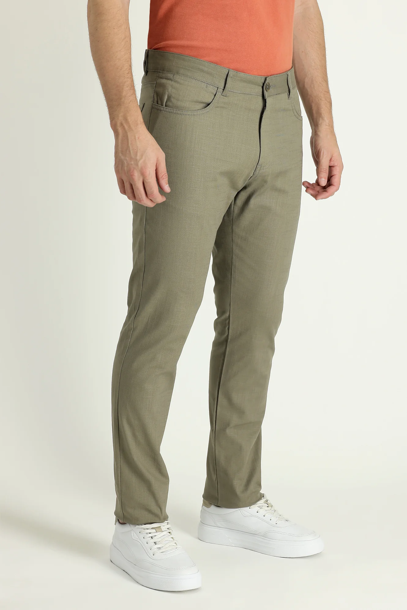 Açık Haki Regular Fit Standart Kesim Likralı Kanvas / Chino Pantolon - Image 2