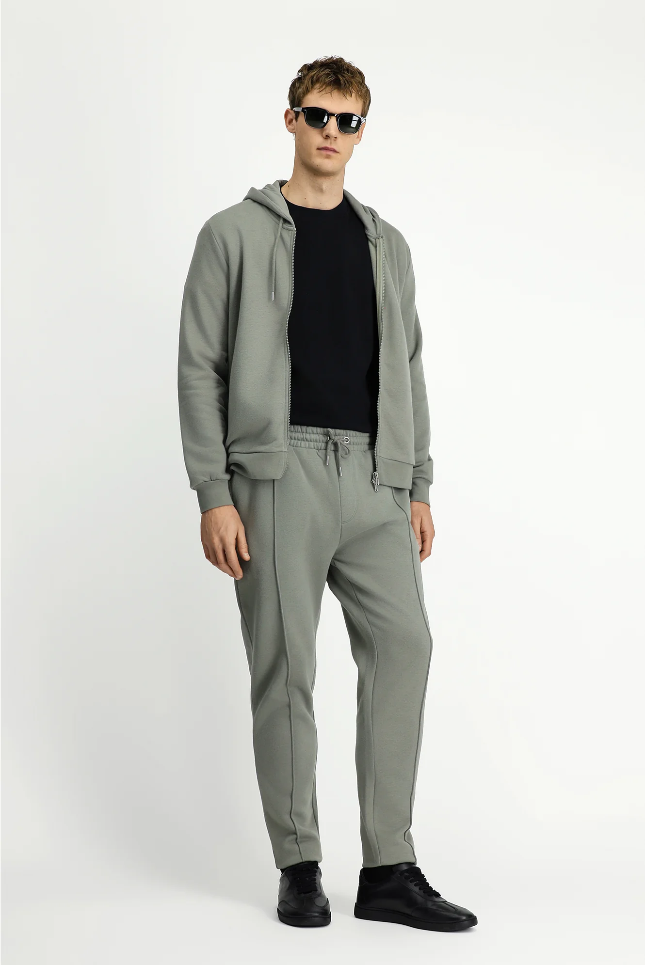 Açık Haki Beli Lastikli İpli Cepli Pamuklu Sweatpant / Eşofman Altı - Image 2
