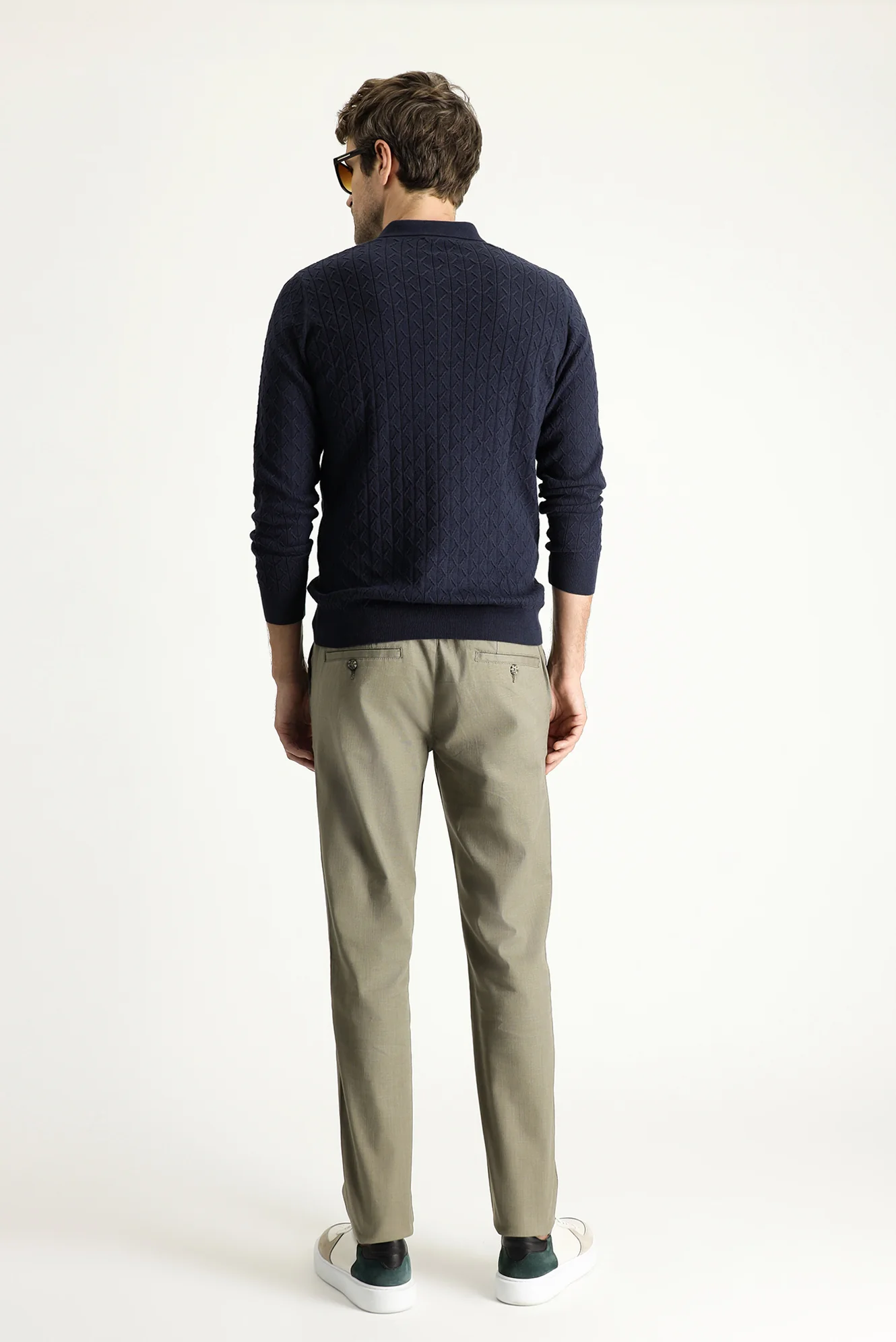 Açık Haki Slim Fit Dar Kesim Beli Lastikli İpli Likralı Pantolon - Image 4