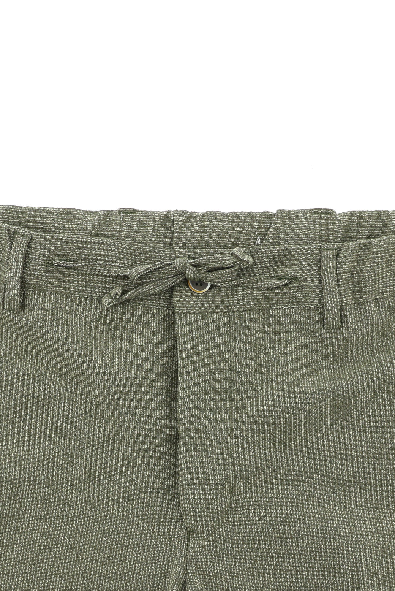Açık Haki 7 Drop Slim Fit Dar Kesim Çizgili Beli Lastikli İpli Takım Elbise - Image 5