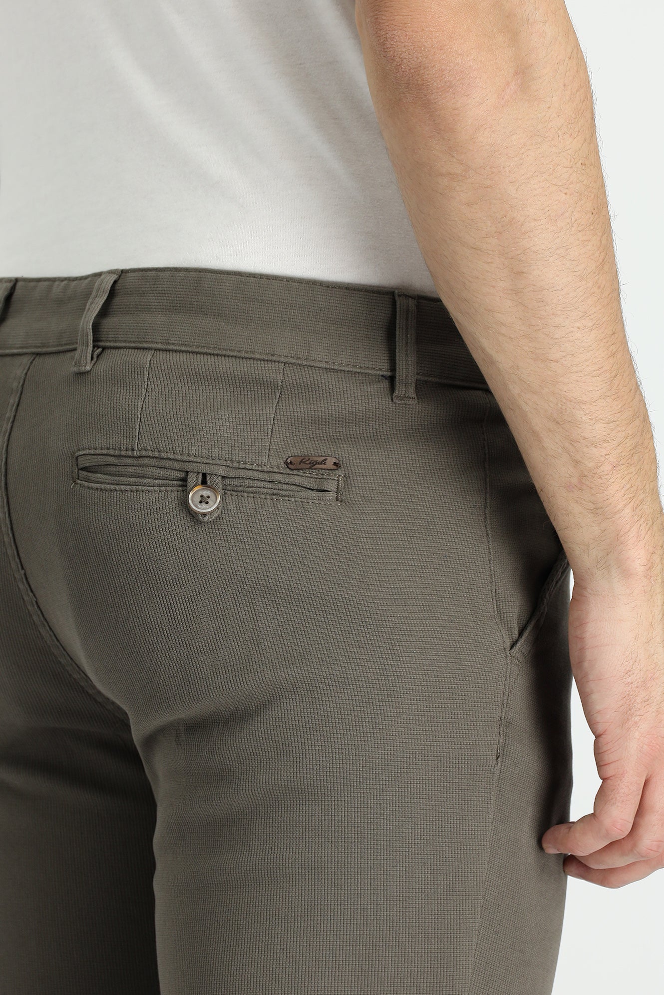 Açık Haki Slim Fit Dar Kesim Likralı Kanvas / Chino Pantolon - Image 4