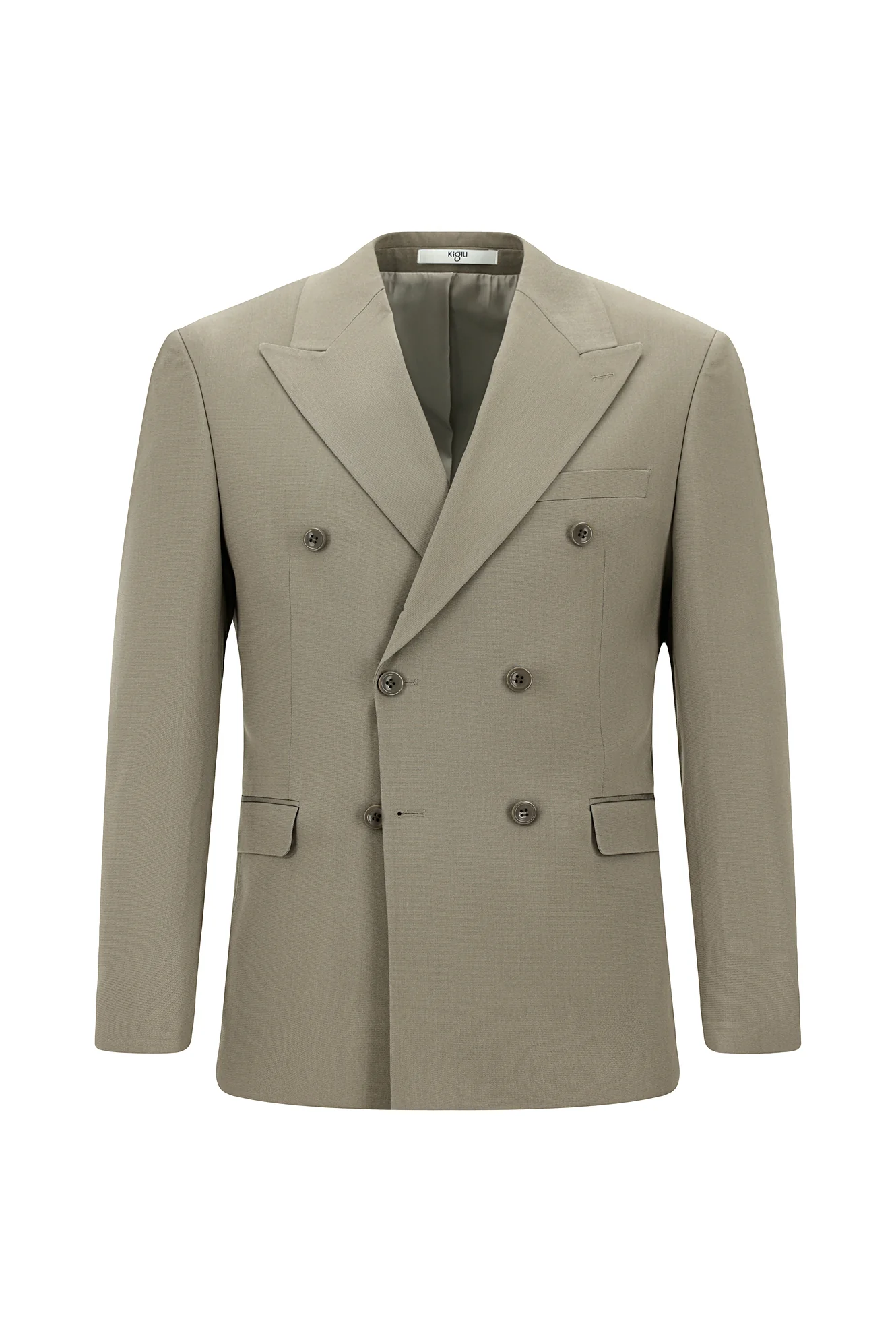 Açık Haki 7 Drop Slim Fit Dar Kesim Pamuklu Lyocell Kruvaze Takım Elbise - Image 2