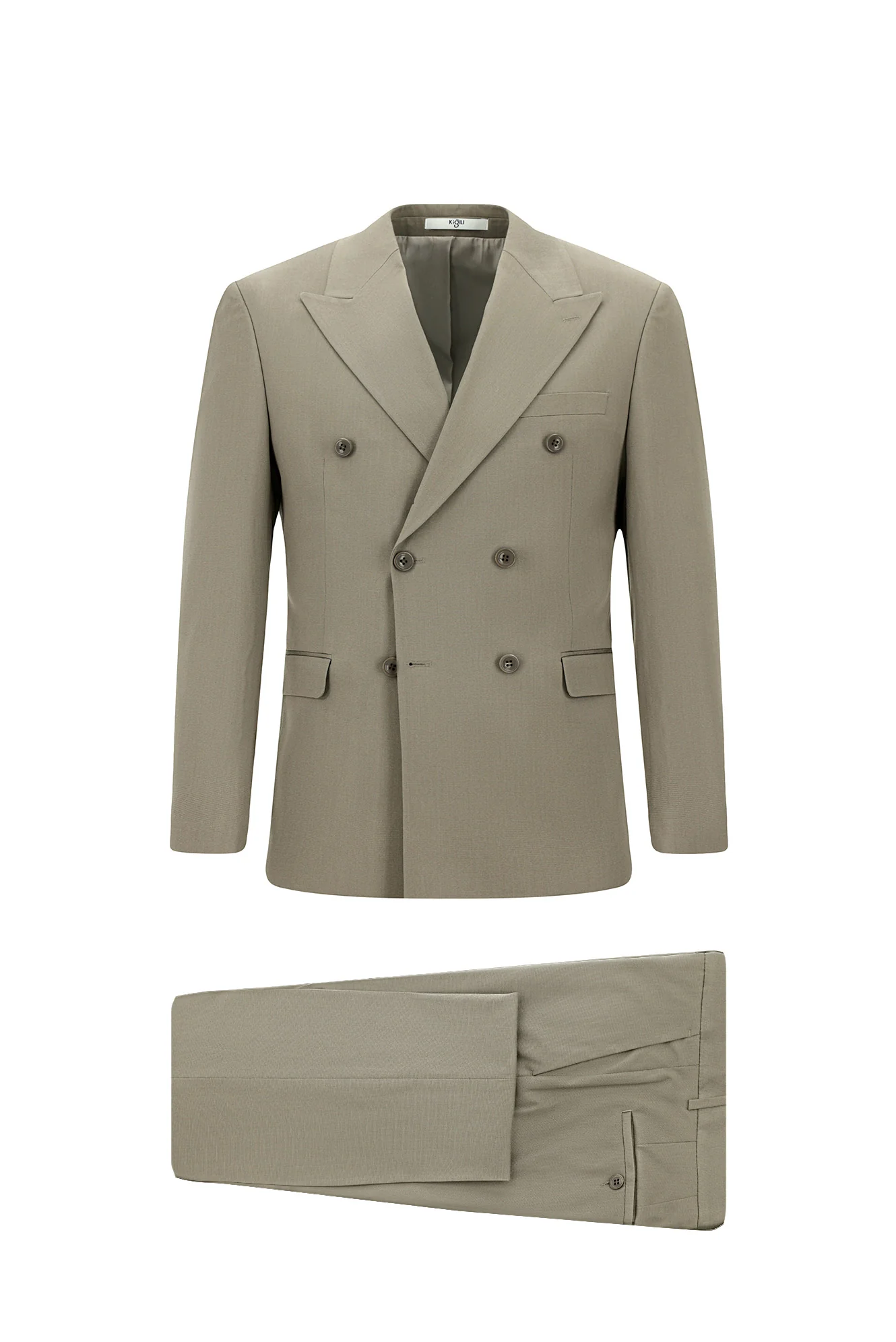 Açık Haki 7 Drop Super Slim Fit Eksra Dar Kesim Pamuklu Lyocell Kruvaze Takım Elbise