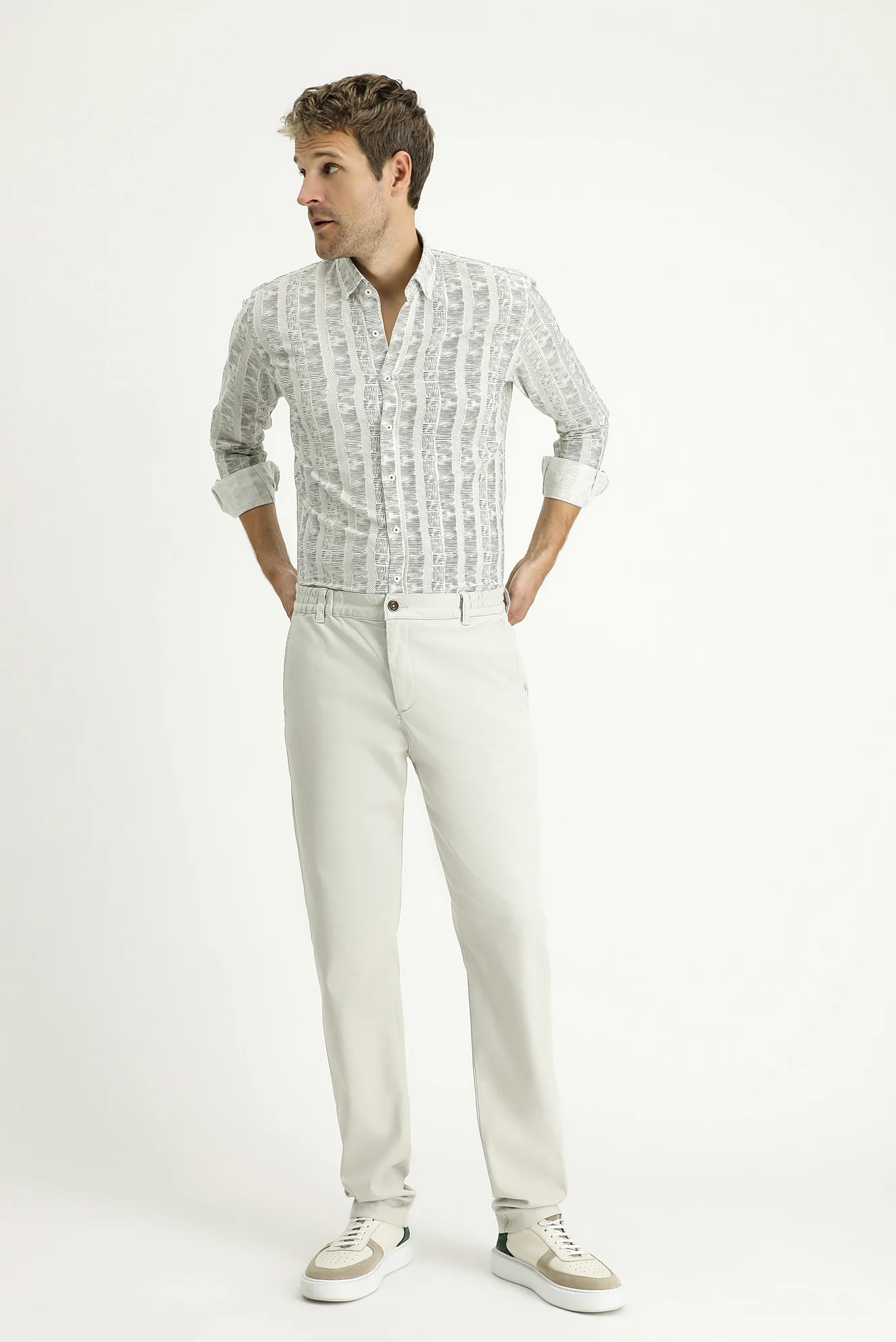 Açık Haki Uzun Kol Slim Fit Dar Kesim Gömlek - Image 2
