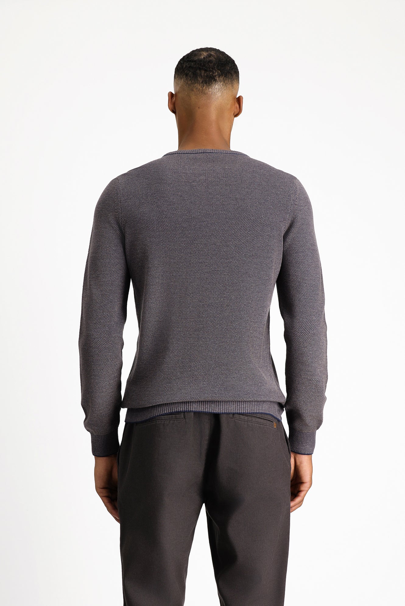 Açık Kahve Bisiklet Yaka Slim Fit Dar Kesim Pamuklu Triko Kazak - Image 4