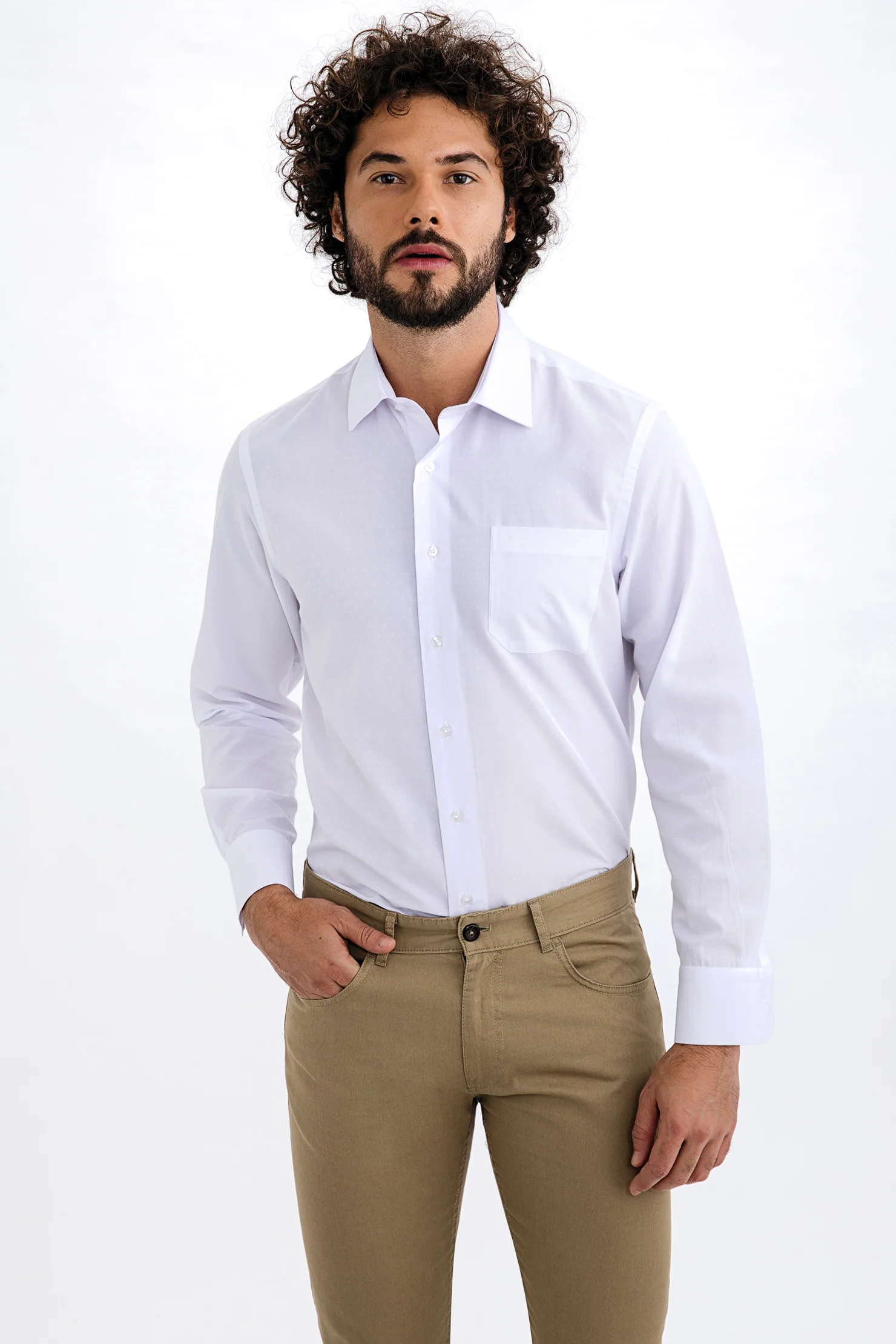 Açık Kahve - Camel Regular Fit Standart Kesim Likralı Kanvas / Chino Pantolon - Image 2