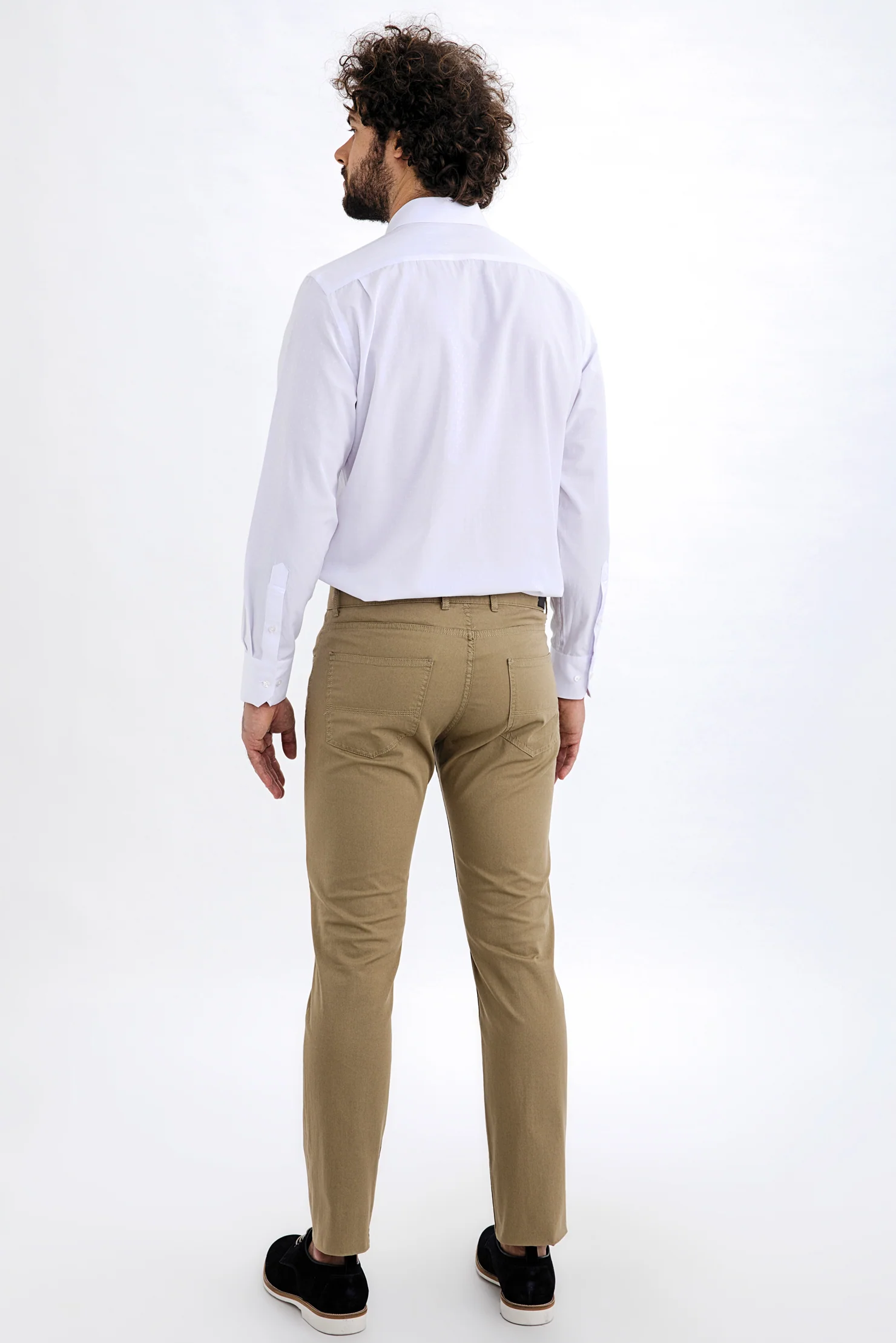 Açık Kahve - Camel Regular Fit Standart Kesim Likralı Kanvas / Chino Pantolon - Image 3