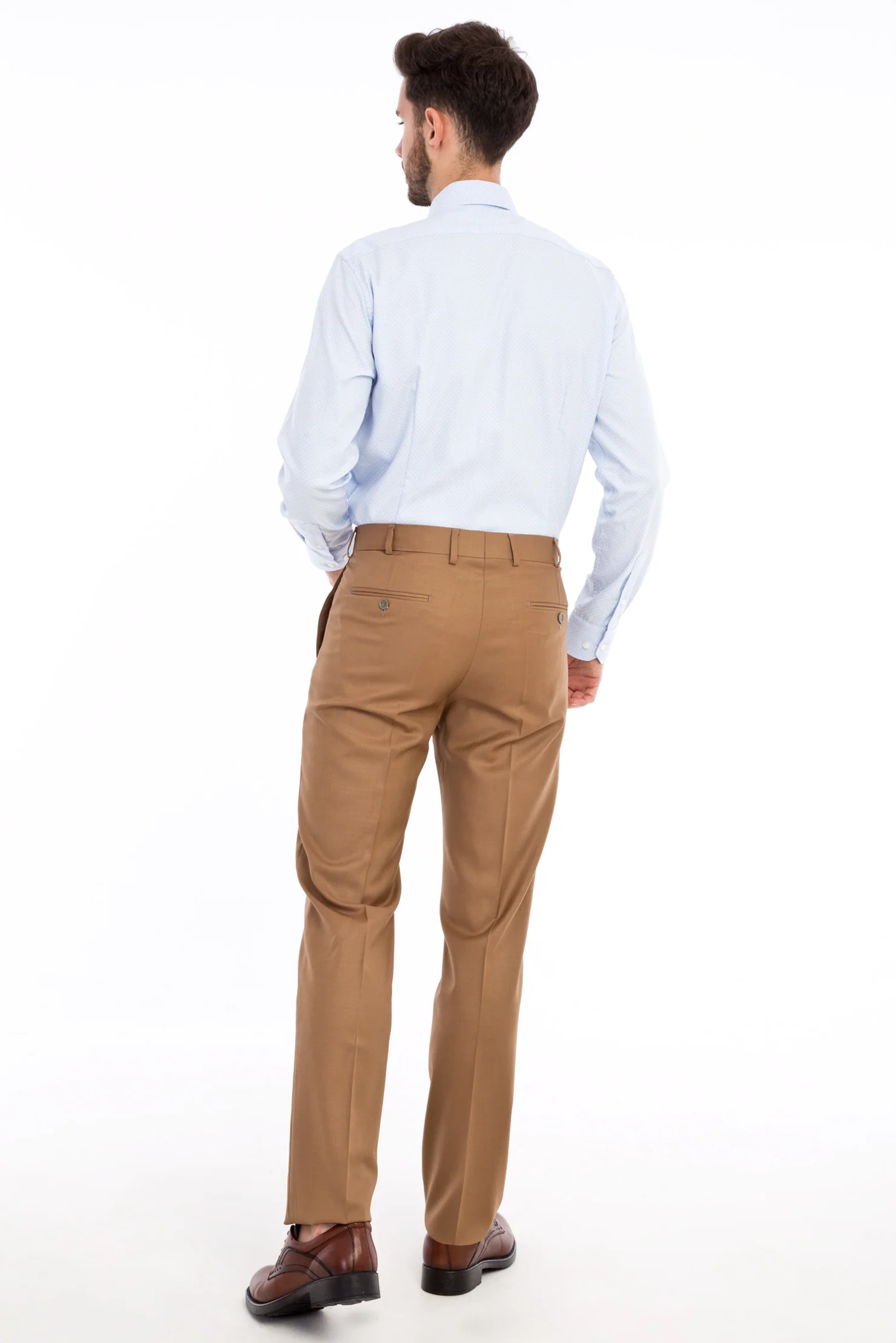 Açık Kahve - Camel 6 Drop Regular Fit Standart Kesim Yünlü Klasik Kumaş Pantolon - Image 2