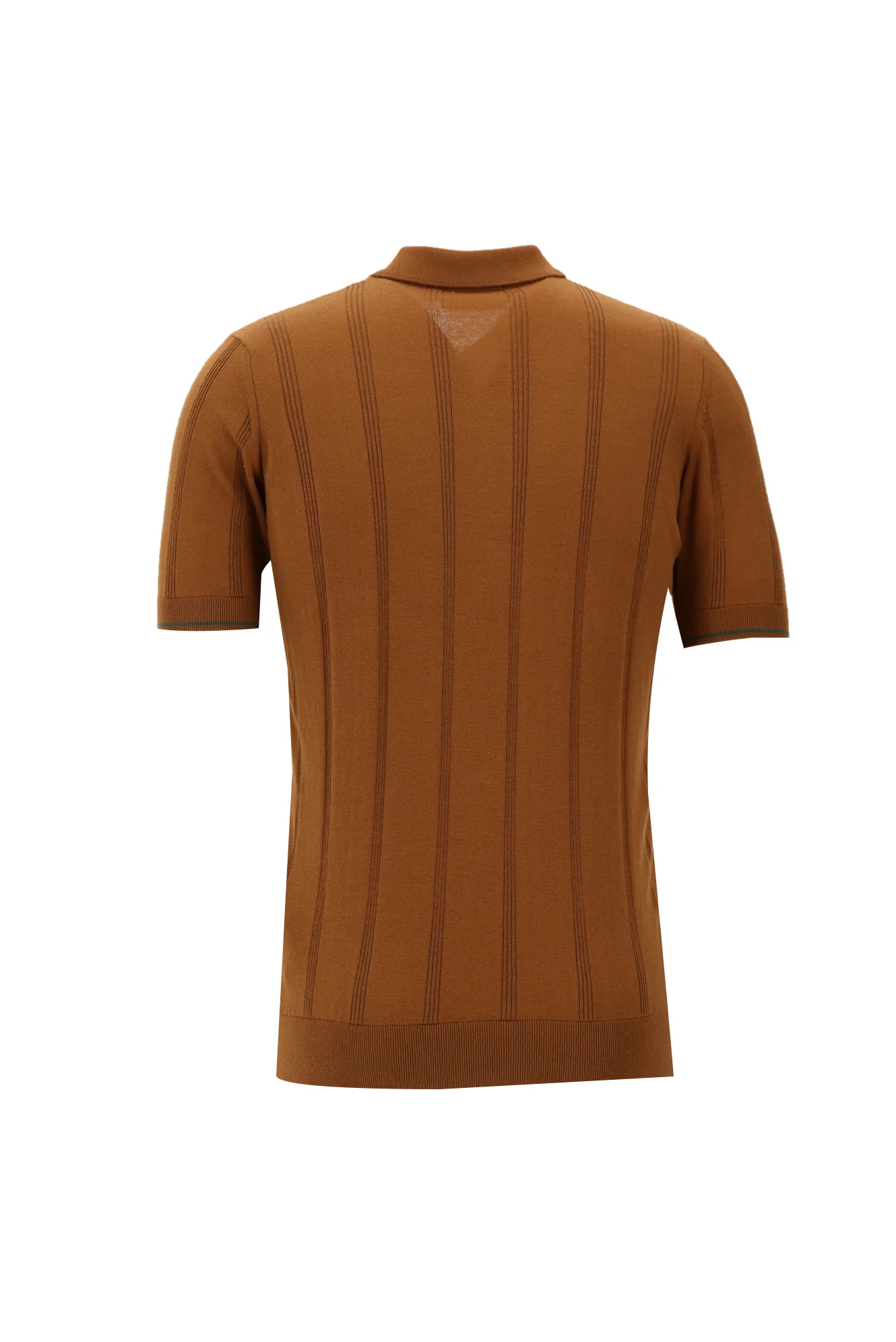 Açık Kahve Fermuarlı Desenli Slim Fit Dar Kesim Polo Yaka Tişört - Image 2