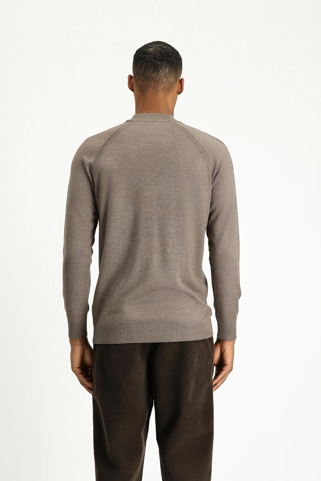 Açık Kahve Melanj Yarım Balıkçı Yaka Slim Fit Dar Kesim Pamuklu Triko Kazak - Image 5