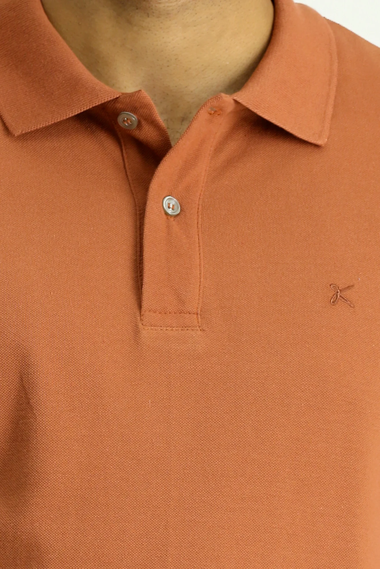 Açık Kahve Polo Yaka Slim Fit Dar Kesim Nakışlı Pamuk Tişört - Image 5