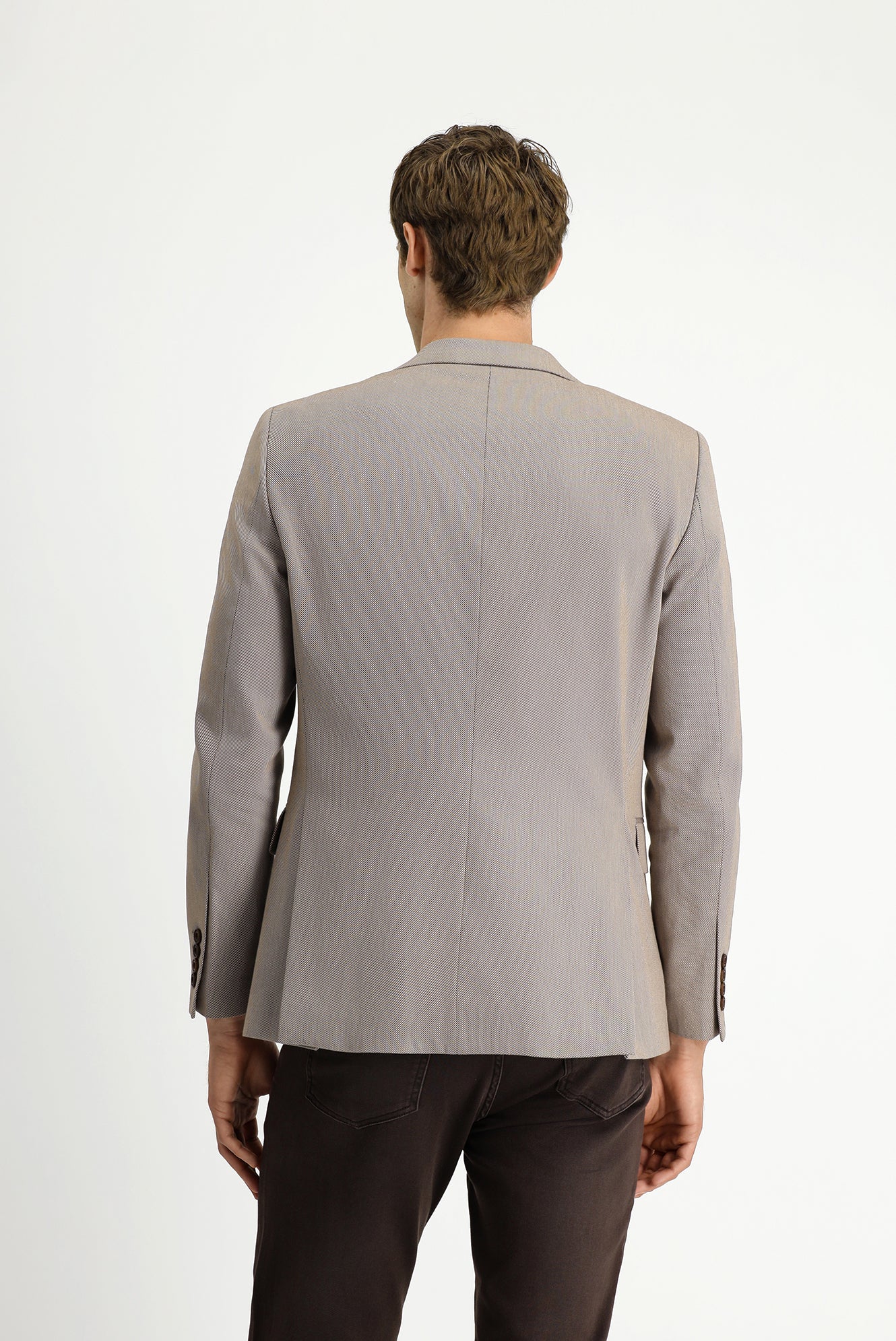 Açık Kahve 6 Drop Regular Fit Standart Kesim Klasik Desenli Ceket - Image 5