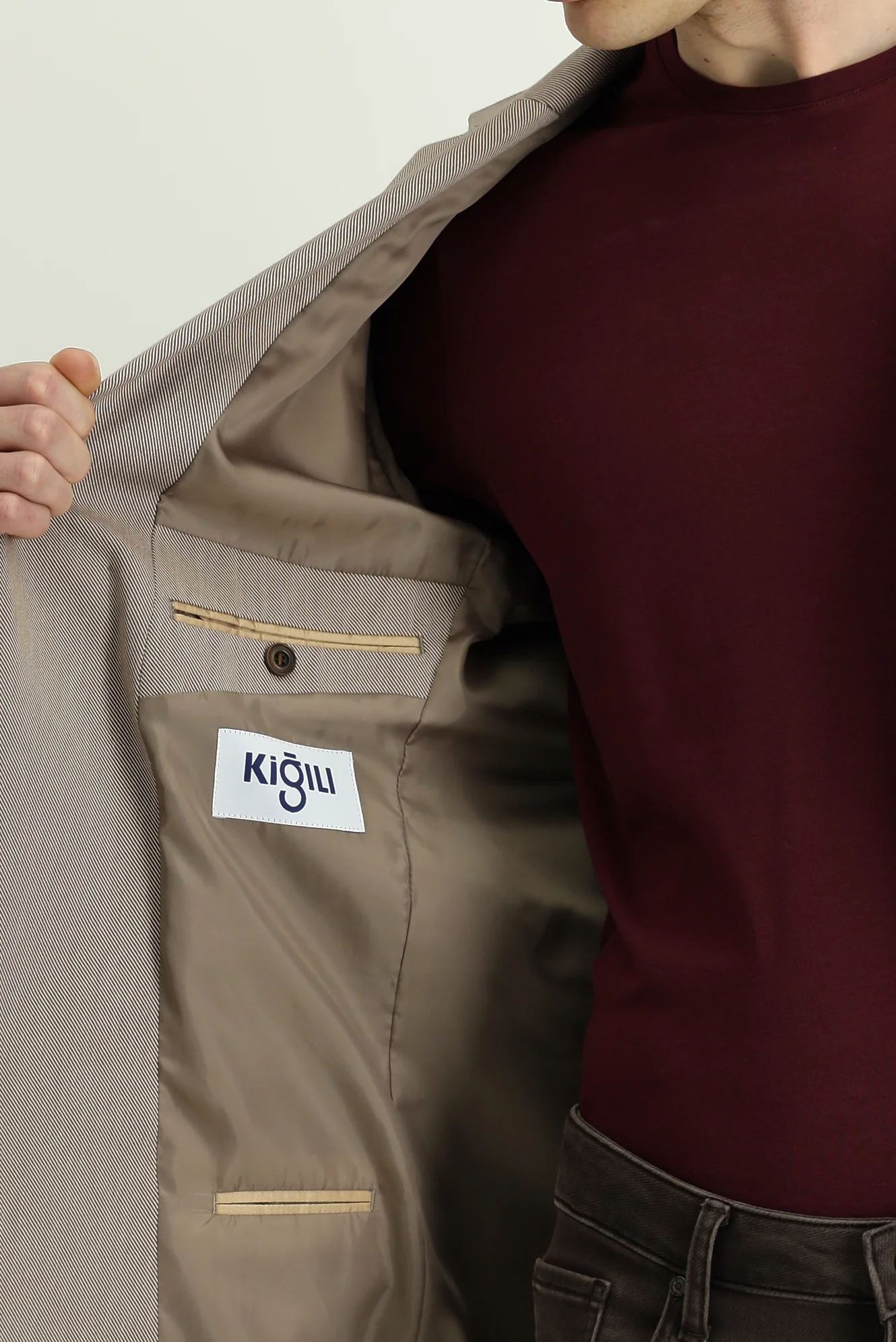 Açık Kahve 6 Drop Regular Fit Standart Kesim Klasik Desenli Ceket - Image 6