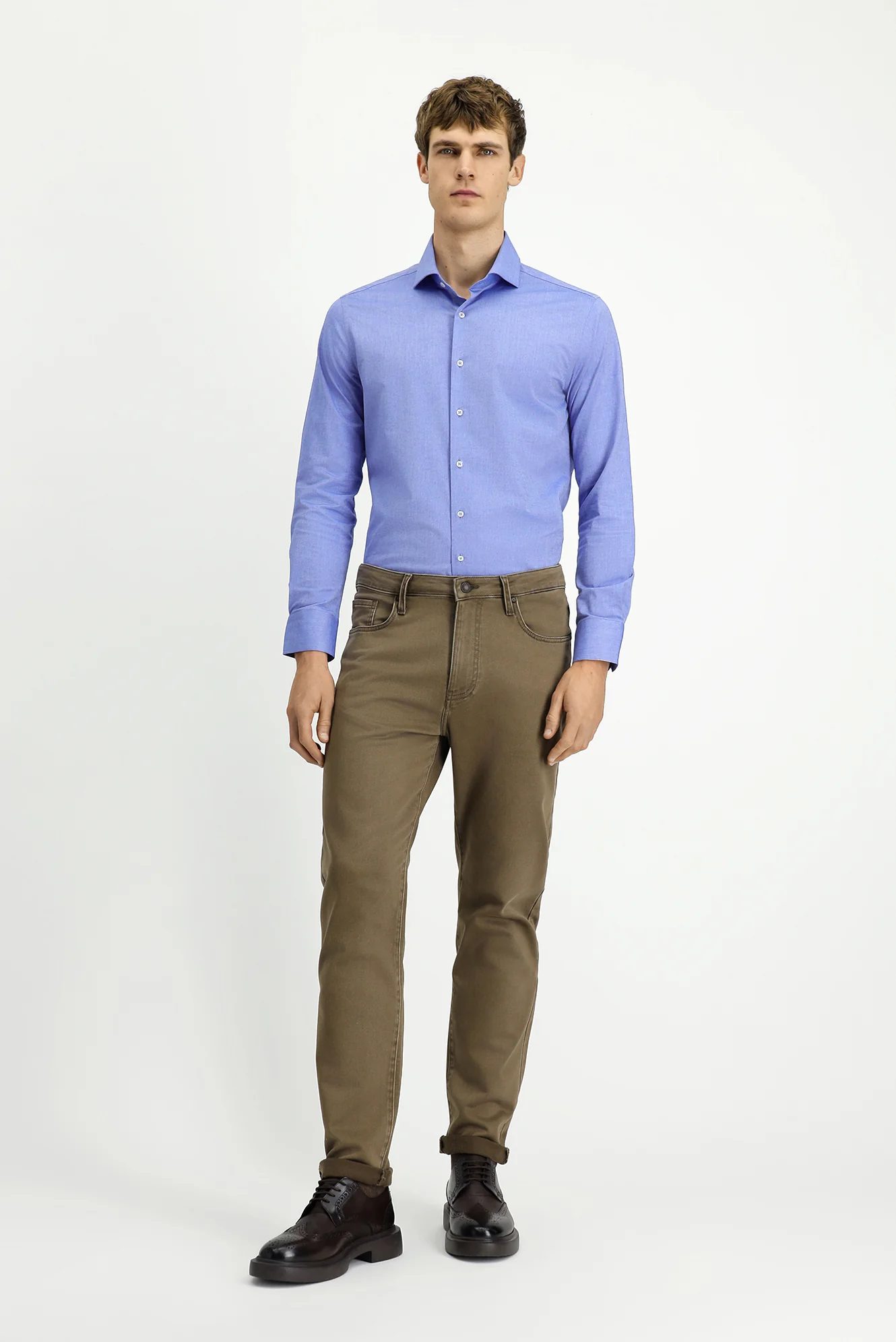 Açık Kahve Regular Fit Standart Kesim Likralı Kanvas / Chino Pantolon - Image 2