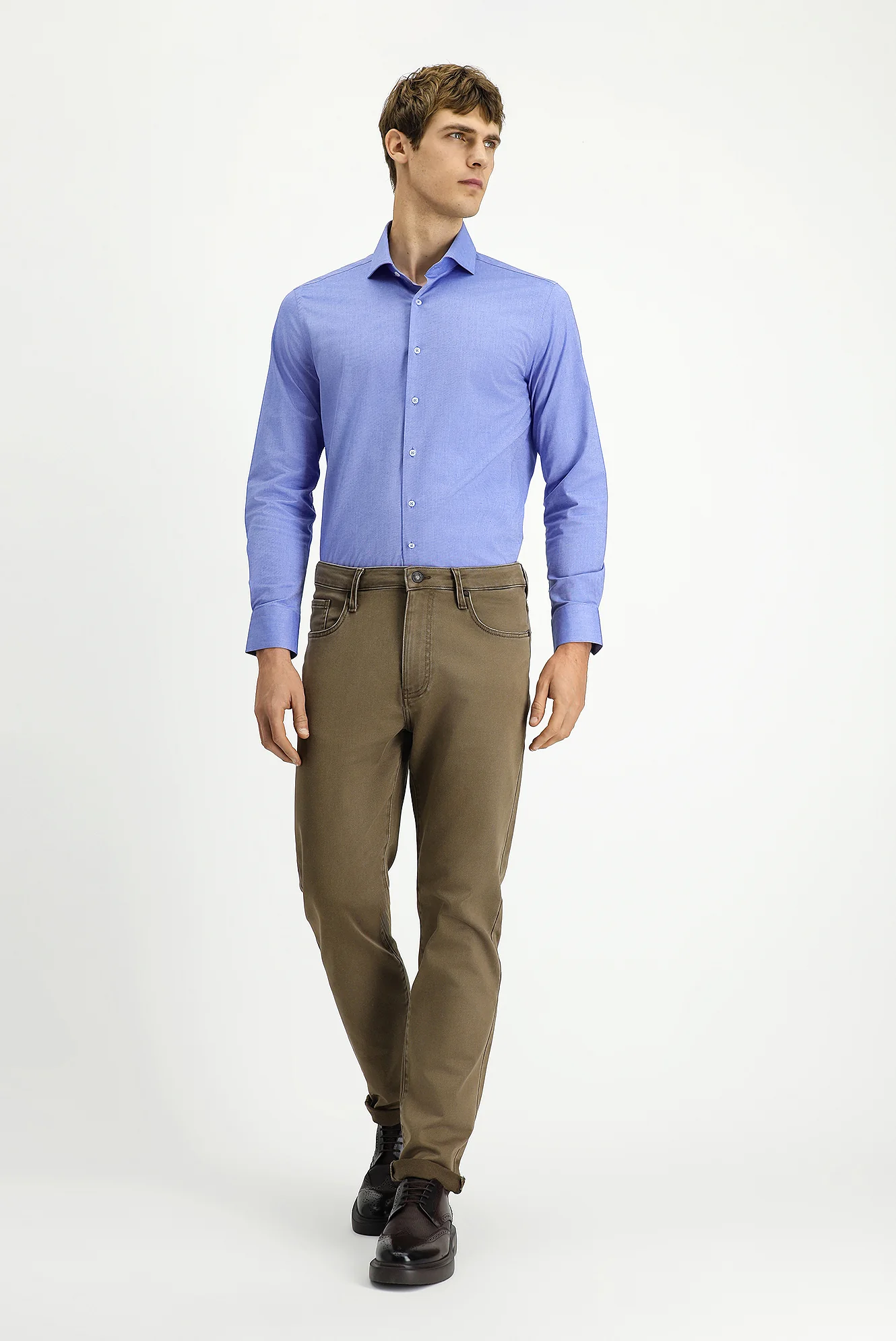 Açık Kahve Regular Fit Standart Kesim Likralı Kanvas / Chino Pantolon - Image 3