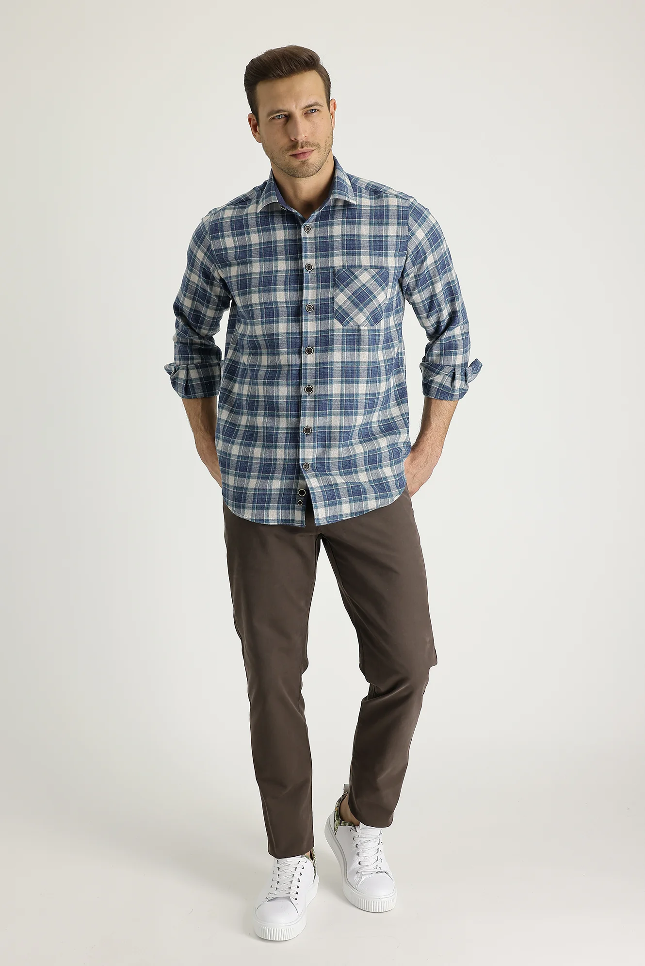 Açık Kahve  Regular Fit Standart Kesim Pamuk Kanvas / Chino Pantolon
