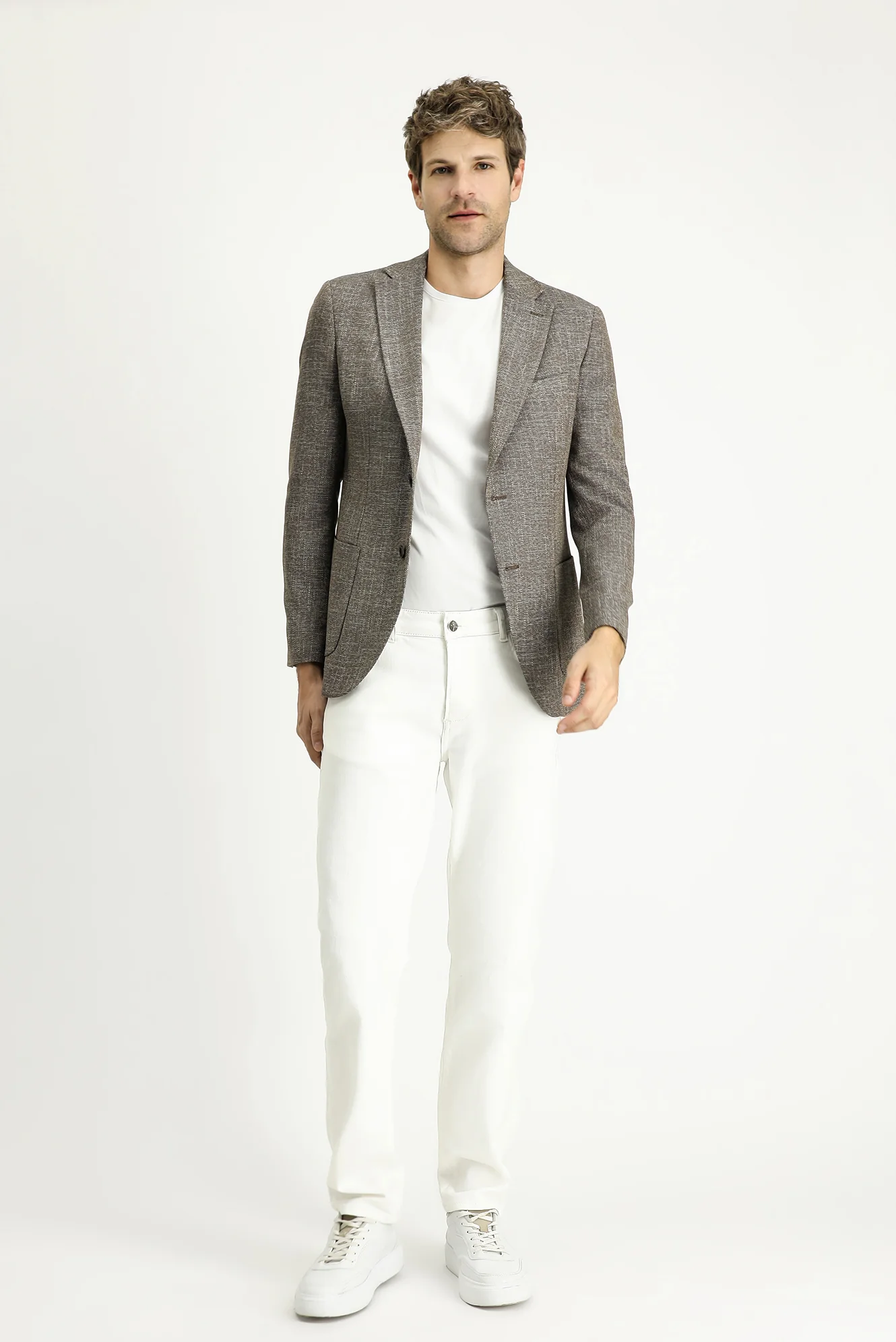 Açık Kahve 4 Drop Relaxed Fit Rahat Kesim Desenli Spor Ceket - Image 2