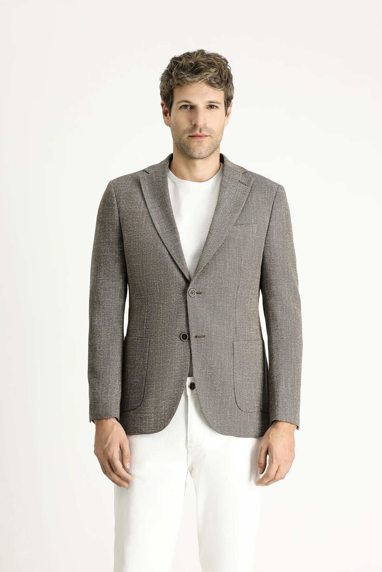 Açık Kahve 4 Drop Relaxed Fit Rahat Kesim Desenli Spor Ceket - Image 3