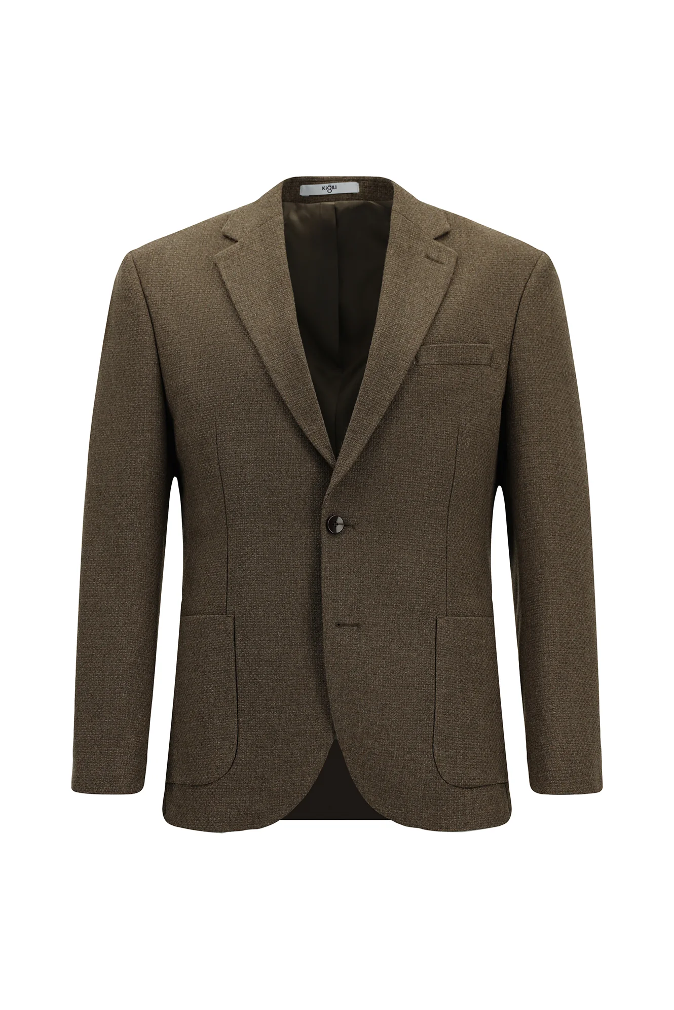 Açık Kahve 7 Drop Slim Fit Dar Kesim Desenli Spor Yünlü Ceket - Image 7