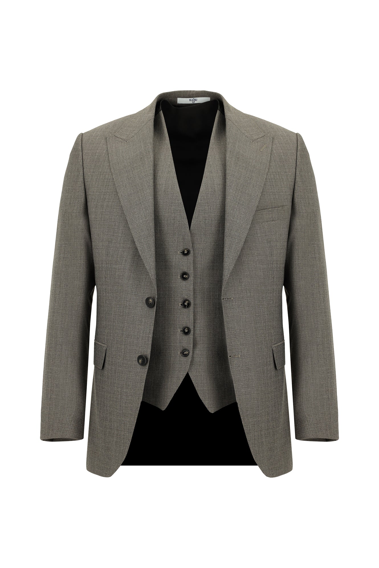 Açık Kahve  7 Drop Slim Fit Dar Kesim Kombinli Yelekli Takım Elbise - Image 2