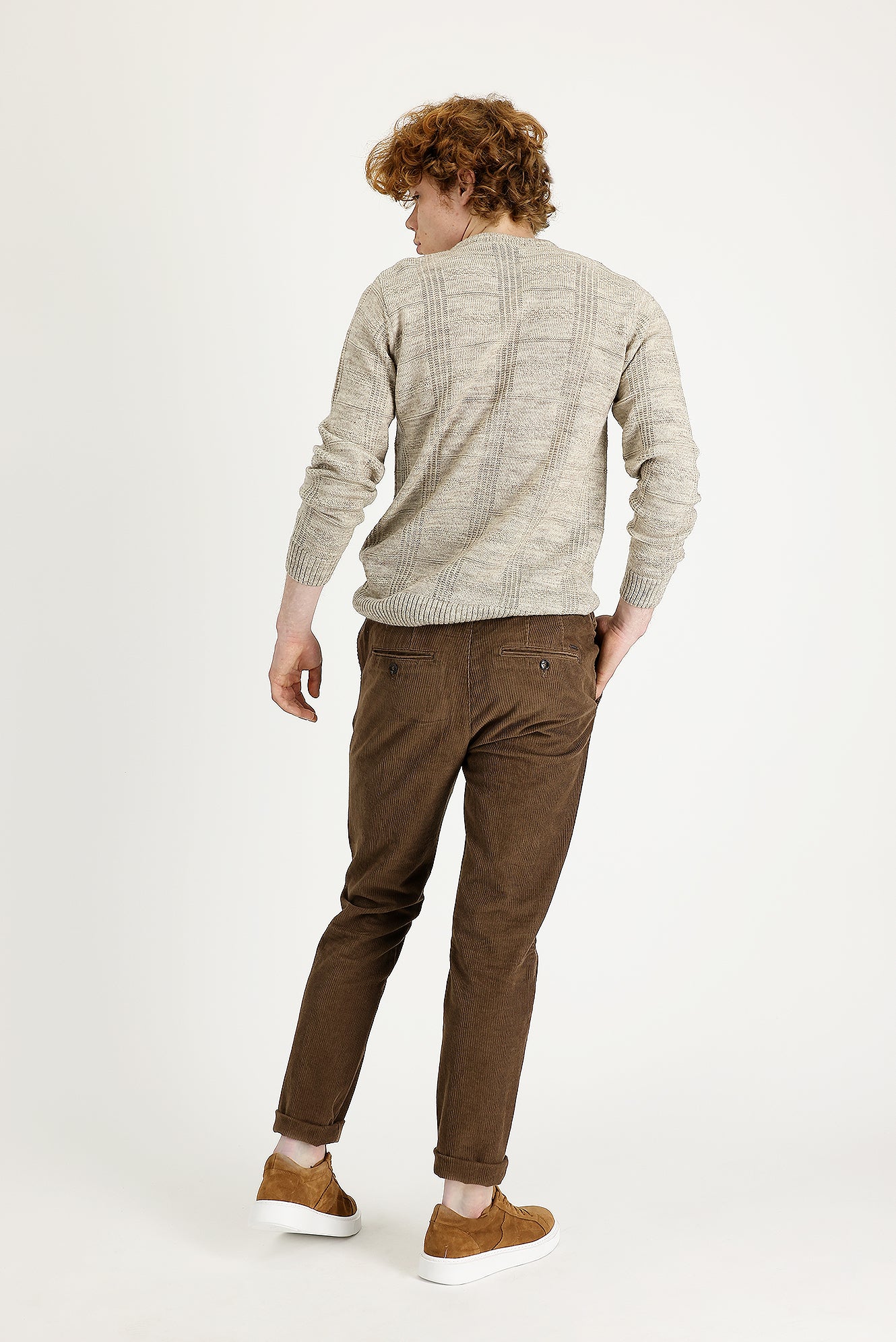 Açık Kahve  Slim Fit Dar Kesim Likralı Kadife Pantolon - Image 4