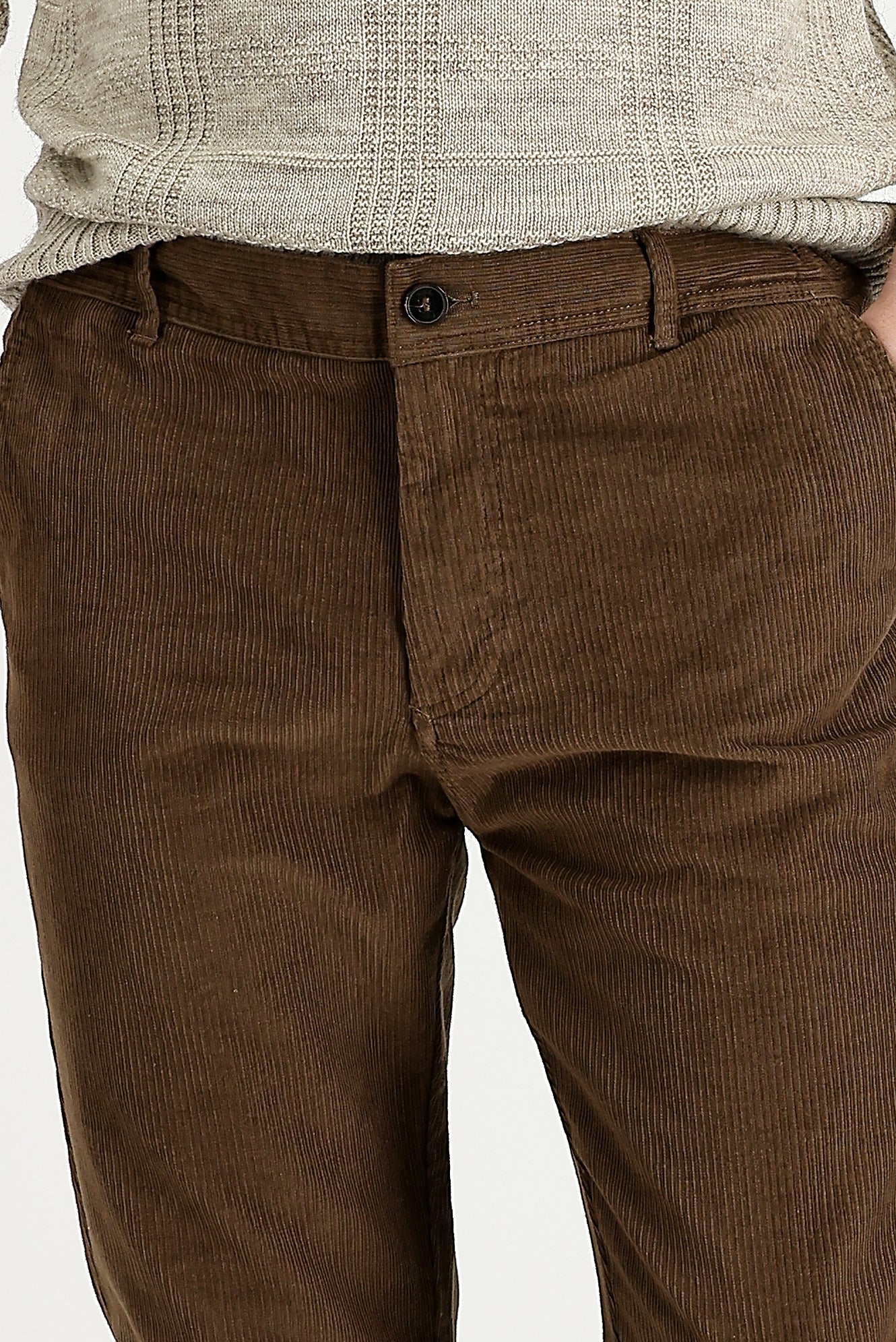 Açık Kahve  Slim Fit Dar Kesim Likralı Kadife Pantolon - Image 5
