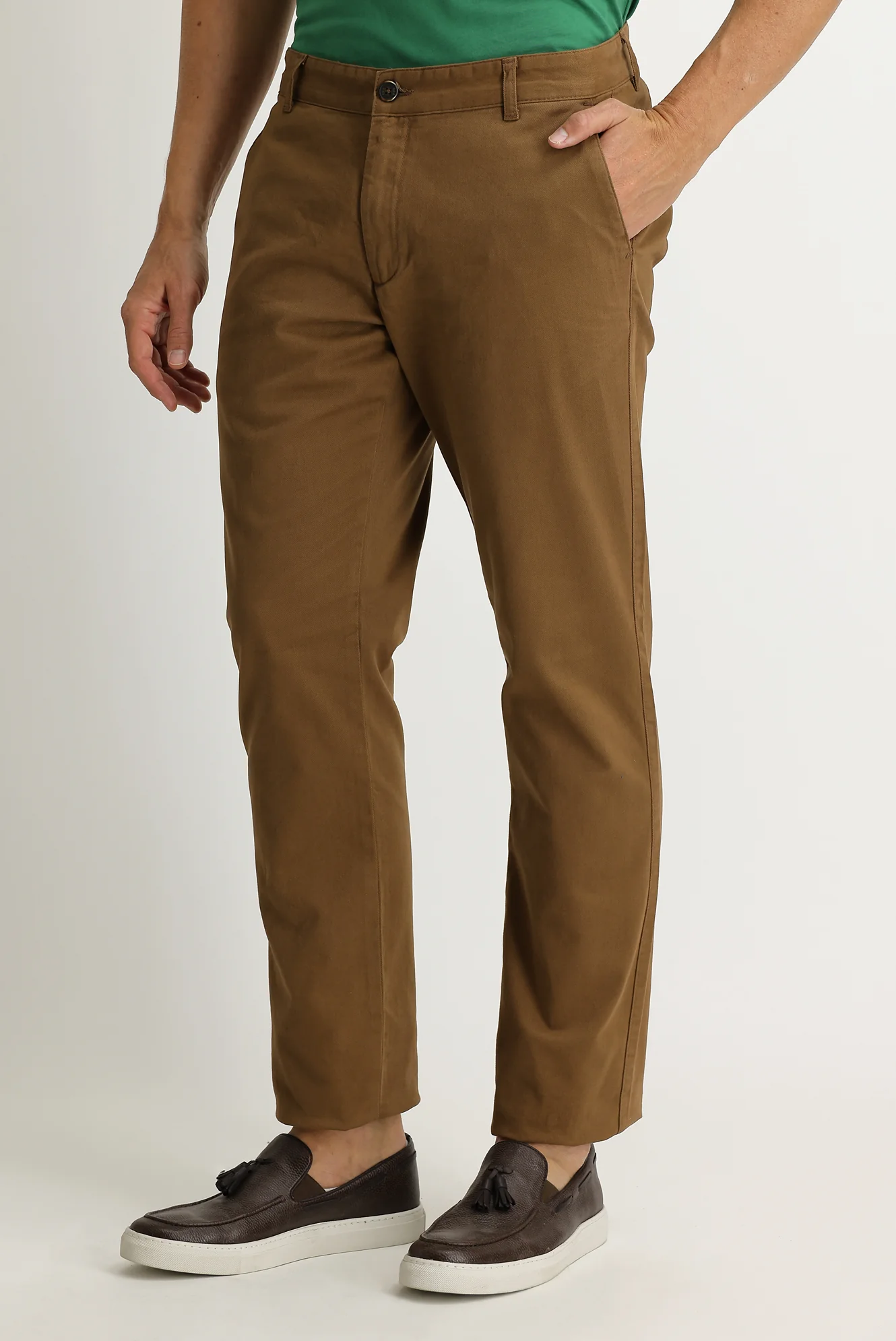 Açık Kahve  Slim Fit Dar Kesim Likralı Kanvas / Chino Pantolon - Image 2