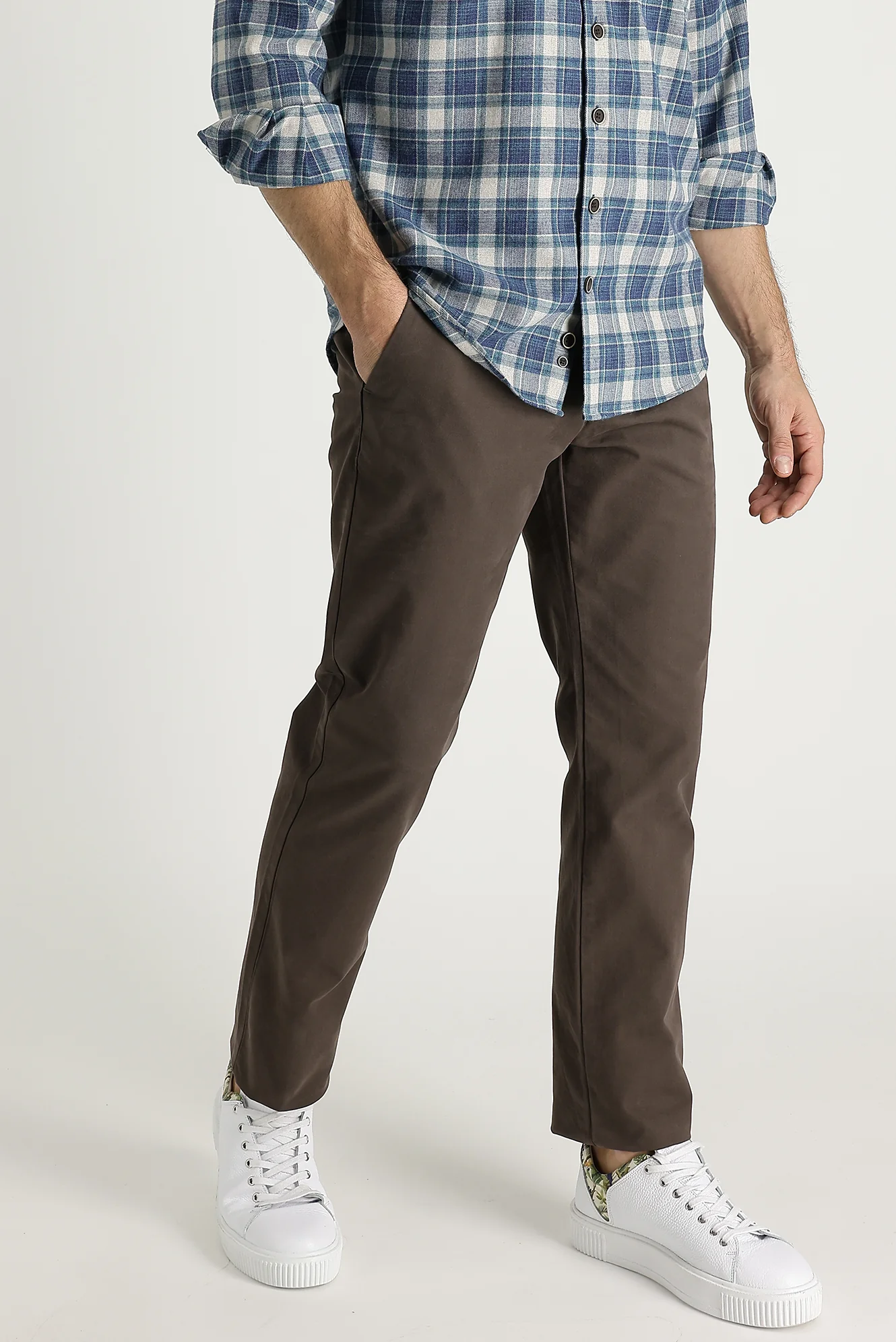 Açık Kahve  Slim Fit Dar Kesim Pamuk Kanvas / Chino Pantolon - Image 2
