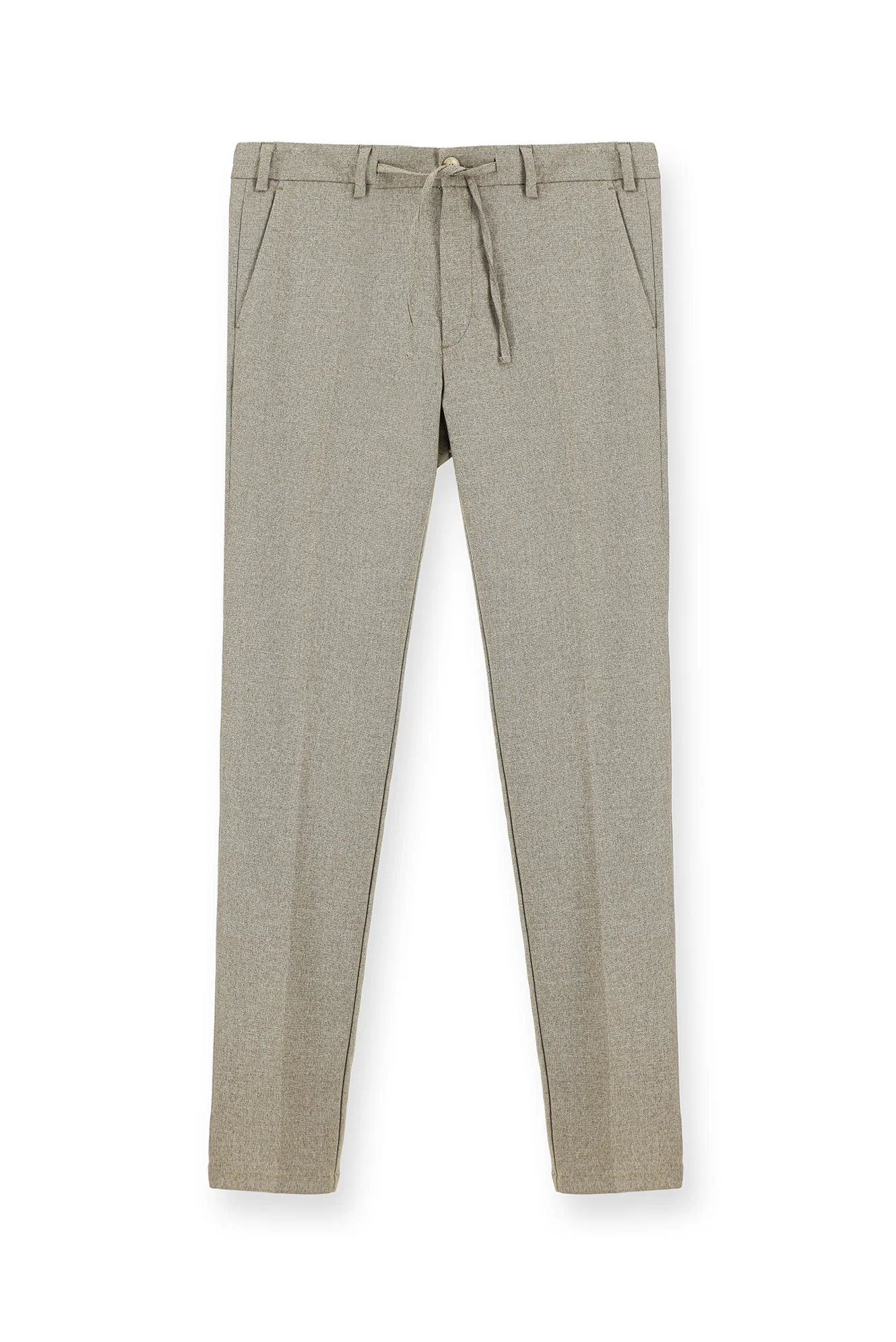 Açık Kahve  7 Drop Super Slim Fit Eksra Dar Kesim Beli Lastikli İpli Desenli Likralı Klasik Kumaş Pantolon - Image 6