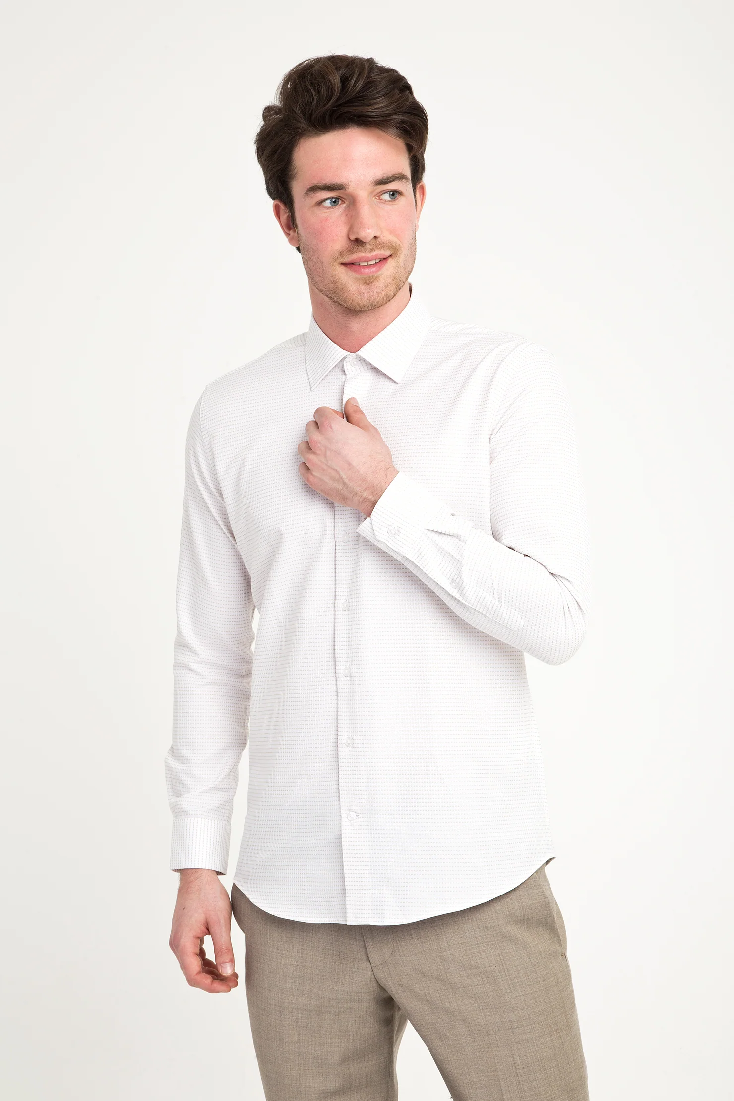 Açık Kahve Uzun Kol Slim Fit Dar Kesim Gömlek