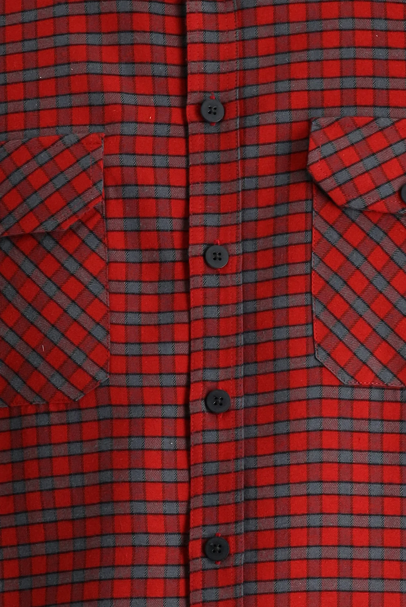 Açık Kırmızı Uzun Kol Slim Fit Dar Kesim Ekose Shacket Oduncu Pamuklu Gömlek - Image 4
