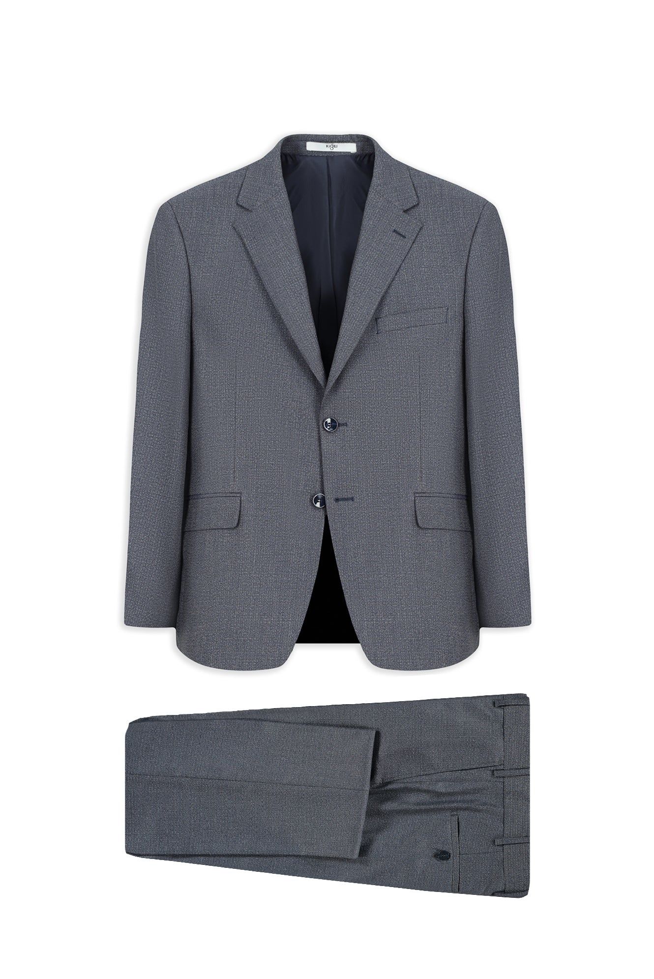 Açık Lacivert 6 Drop Regular Fit Standart Kesim Mono Yaka Desenli Takım Elbise
