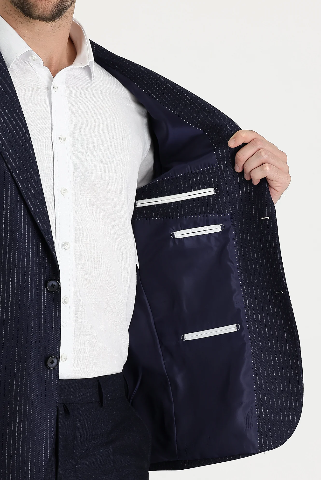 Açık Lacivert 4 Drop Relaxed Fit Rahat Kesim Blazer Ceket - Image 4