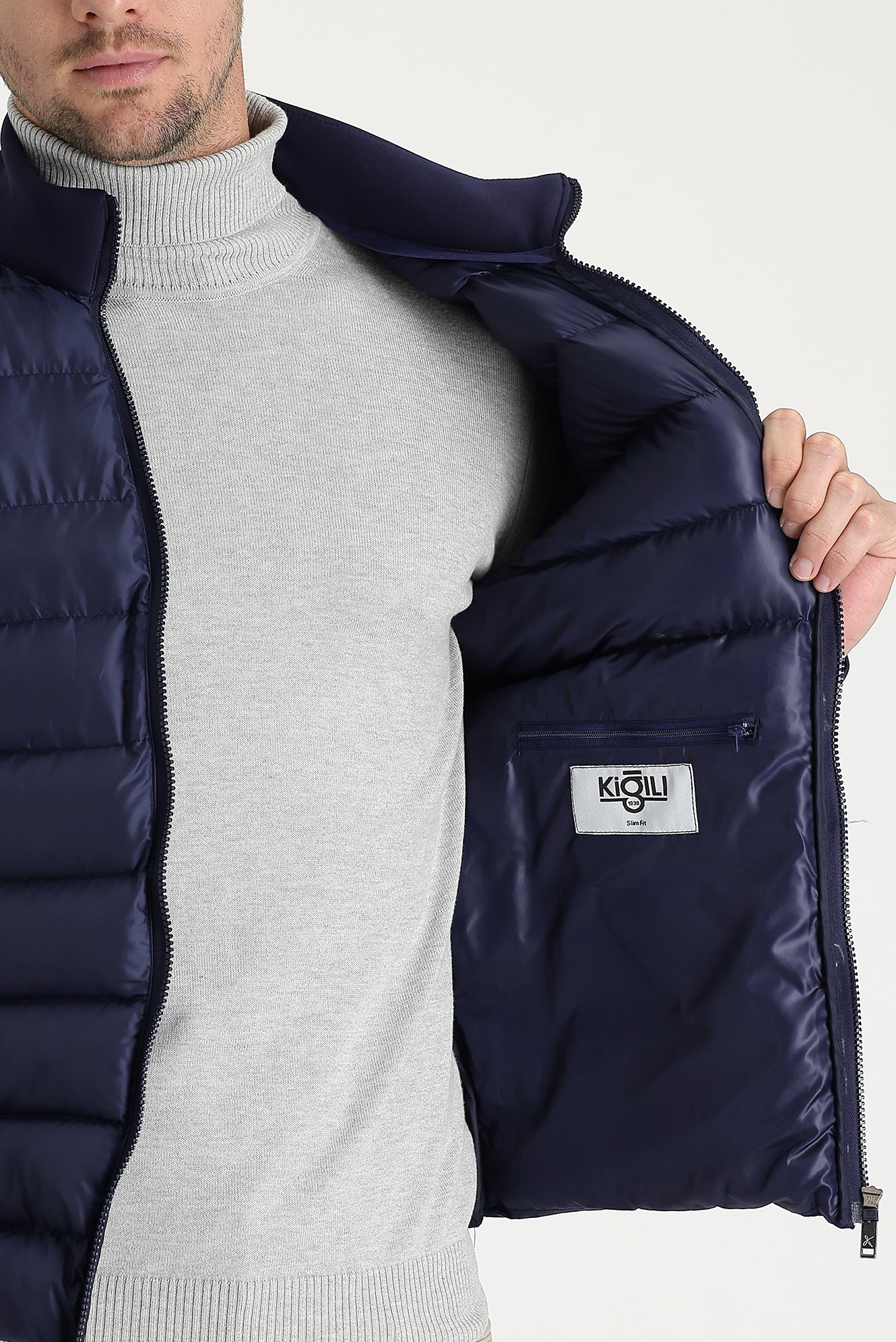 Açık Lacivert Kapitone Spor Mont - Image 4