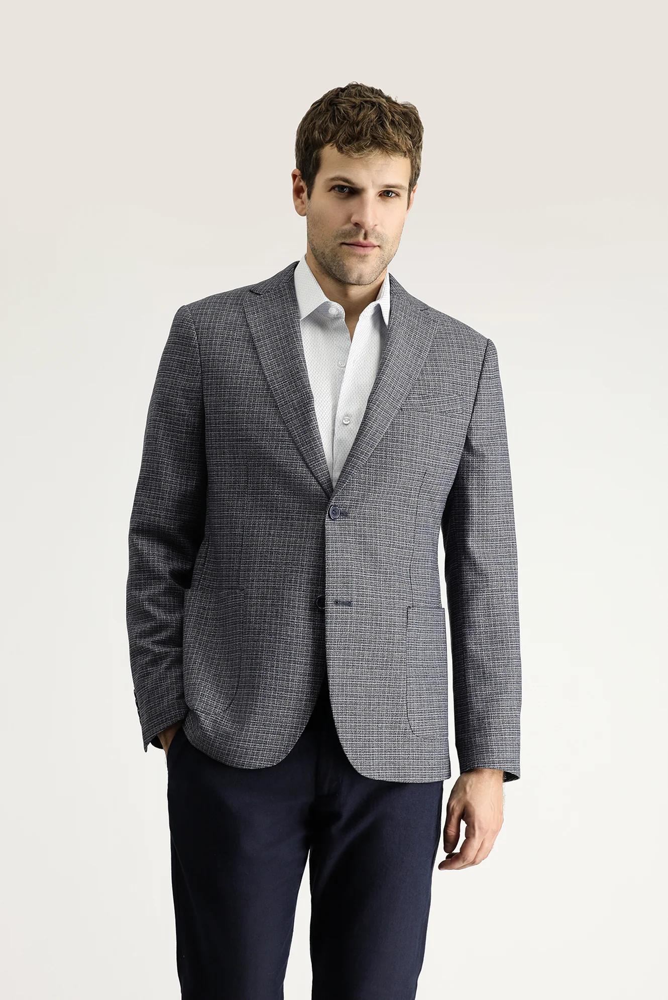 Açık Lacivert 7 Drop Slim Fit Dar Kesim Ceket - Image 3