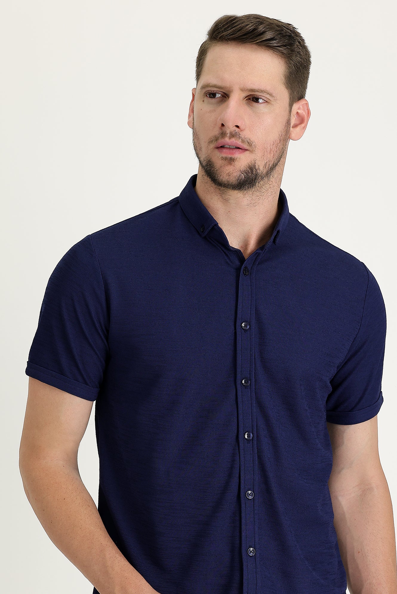 Açık Lacivert Polo Yaka Regular Fit Düğmeli Tişört