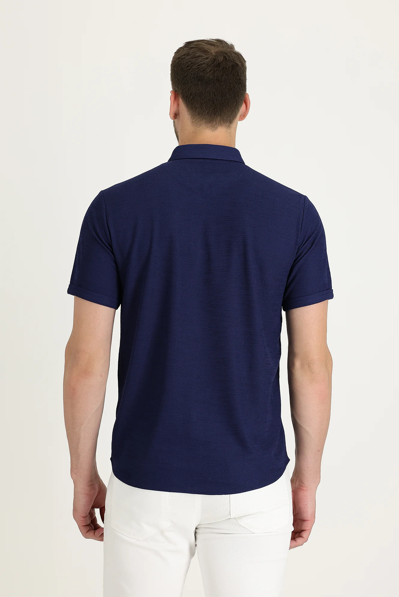 Açık Lacivert Polo Yaka Regular Fit Düğmeli Tişört - Image 3