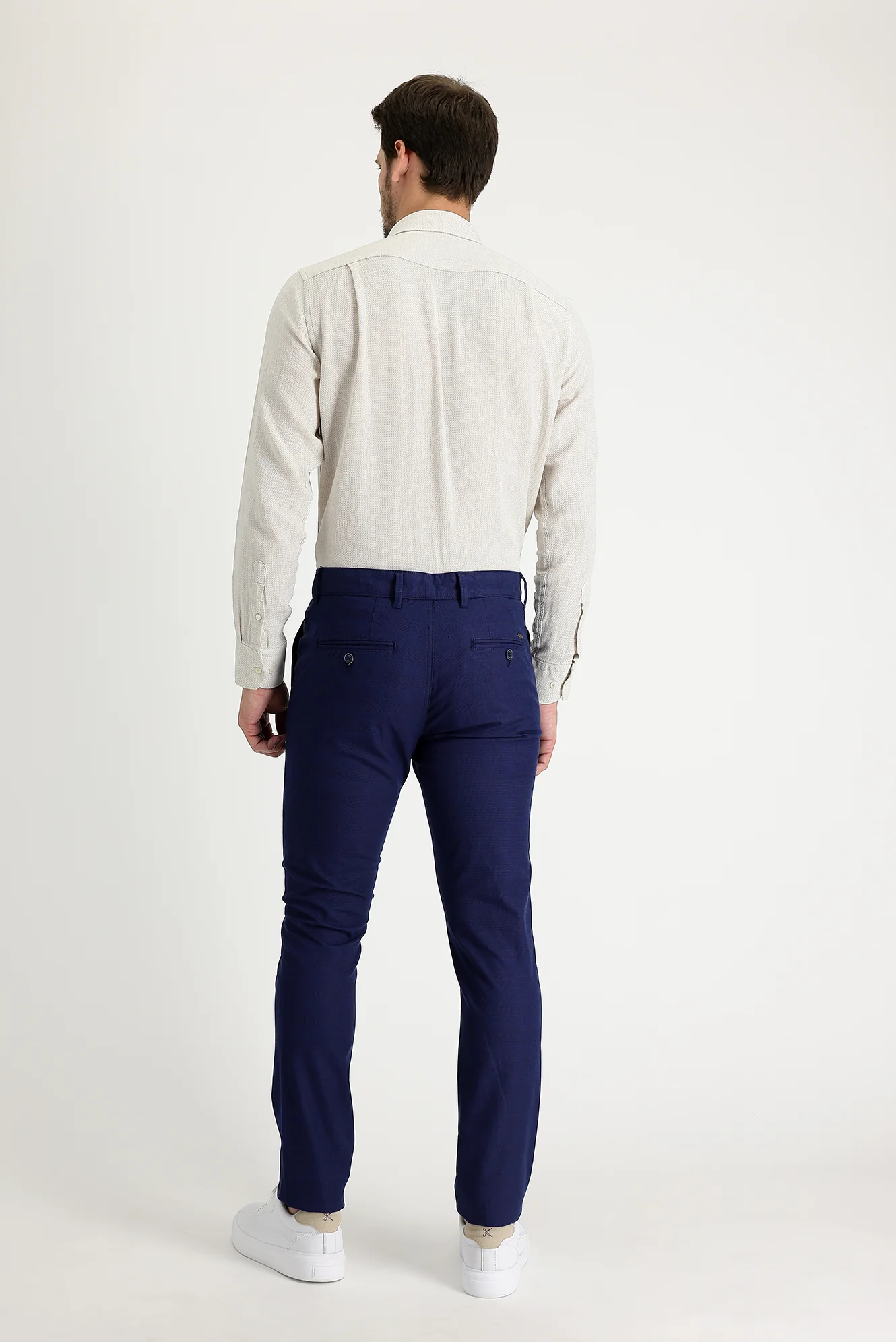 Açık Lacivert Regular Fit Standart Kesim Desenli Likralı Kanvas / Chino Pantolon - Image 2