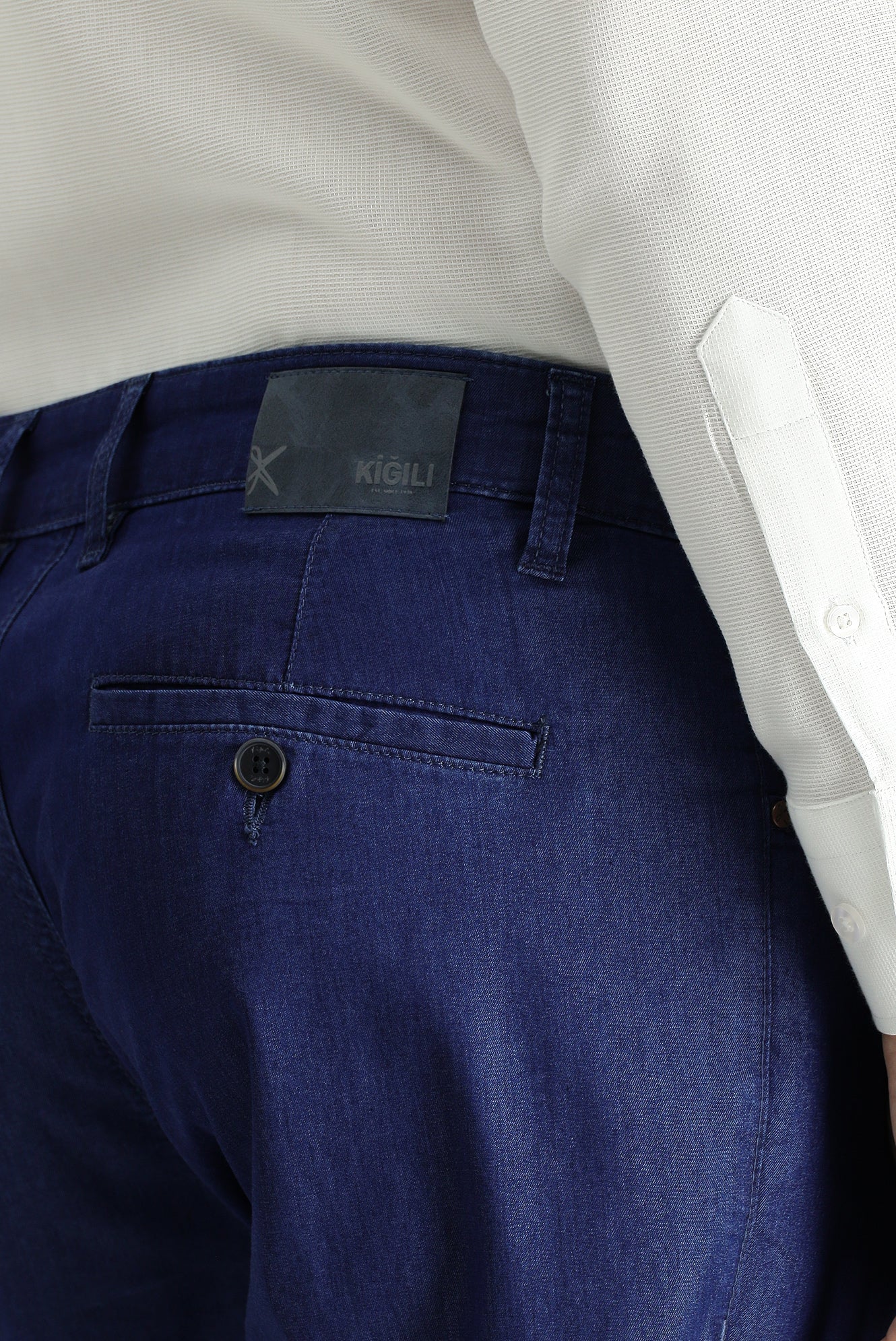 Açık Lacivert Regular Fit Standart Kesim Likralı Denim Look Pantolon - Image 5