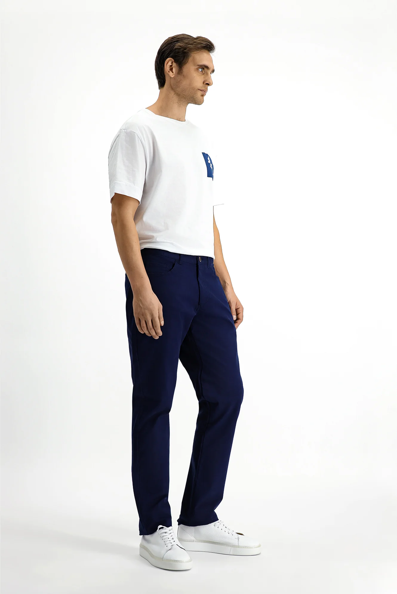 Açık Lacivert 6 Drop Regular Fit Standart Kesim Likralı Kanvas / Chino Pantolon - Image 2